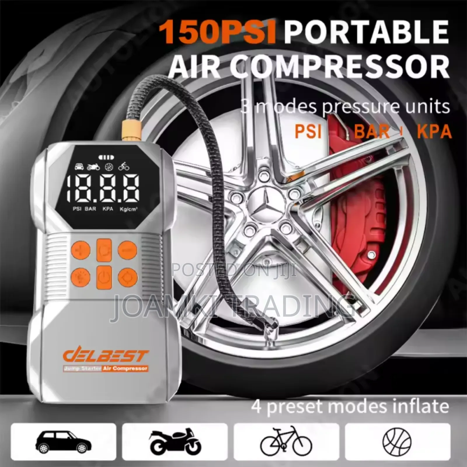 Delbest Q7 Jump Starter + Air Compressor, 18,000 Mah Battery,1400a P/C