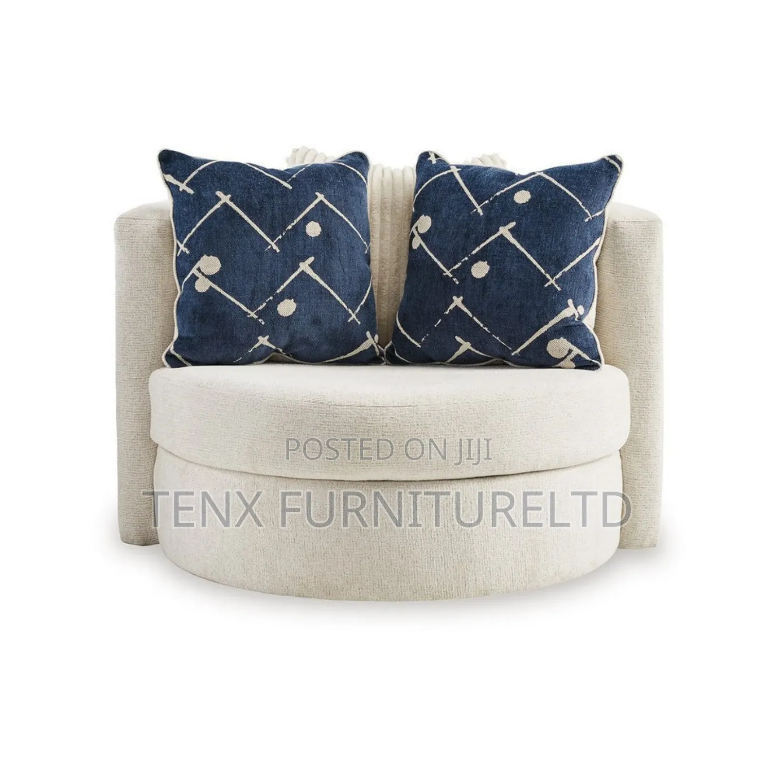 Accent Chair (Ivory) With 3 Pillows