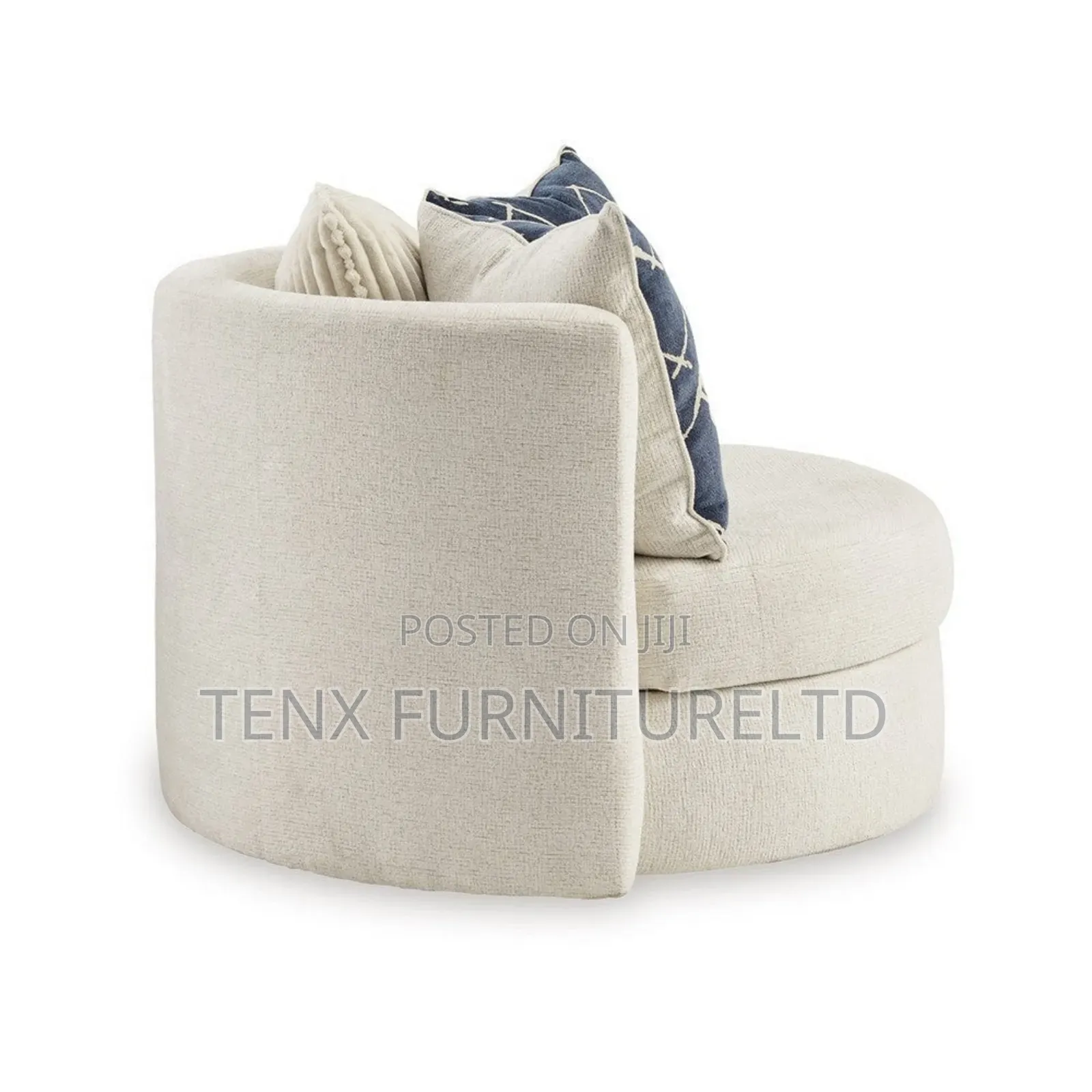 Accent Chair (Ivory) With 3 Pillows