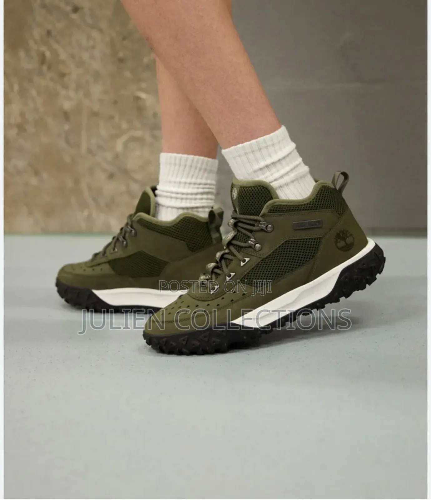 Timberland Motion Hiking Boots Amry Green Black N White