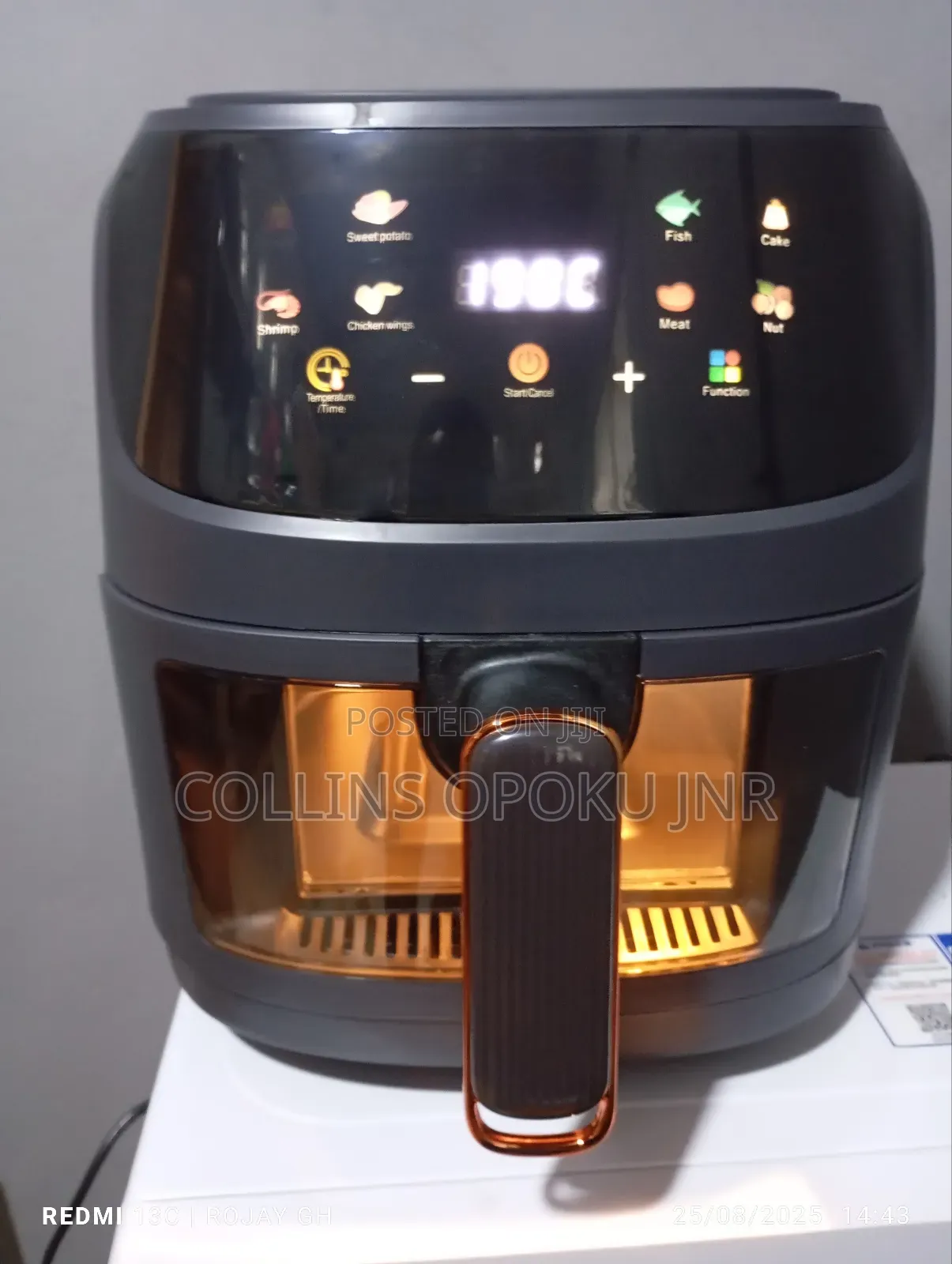 8l Smart Transparent Air Fryer - Black