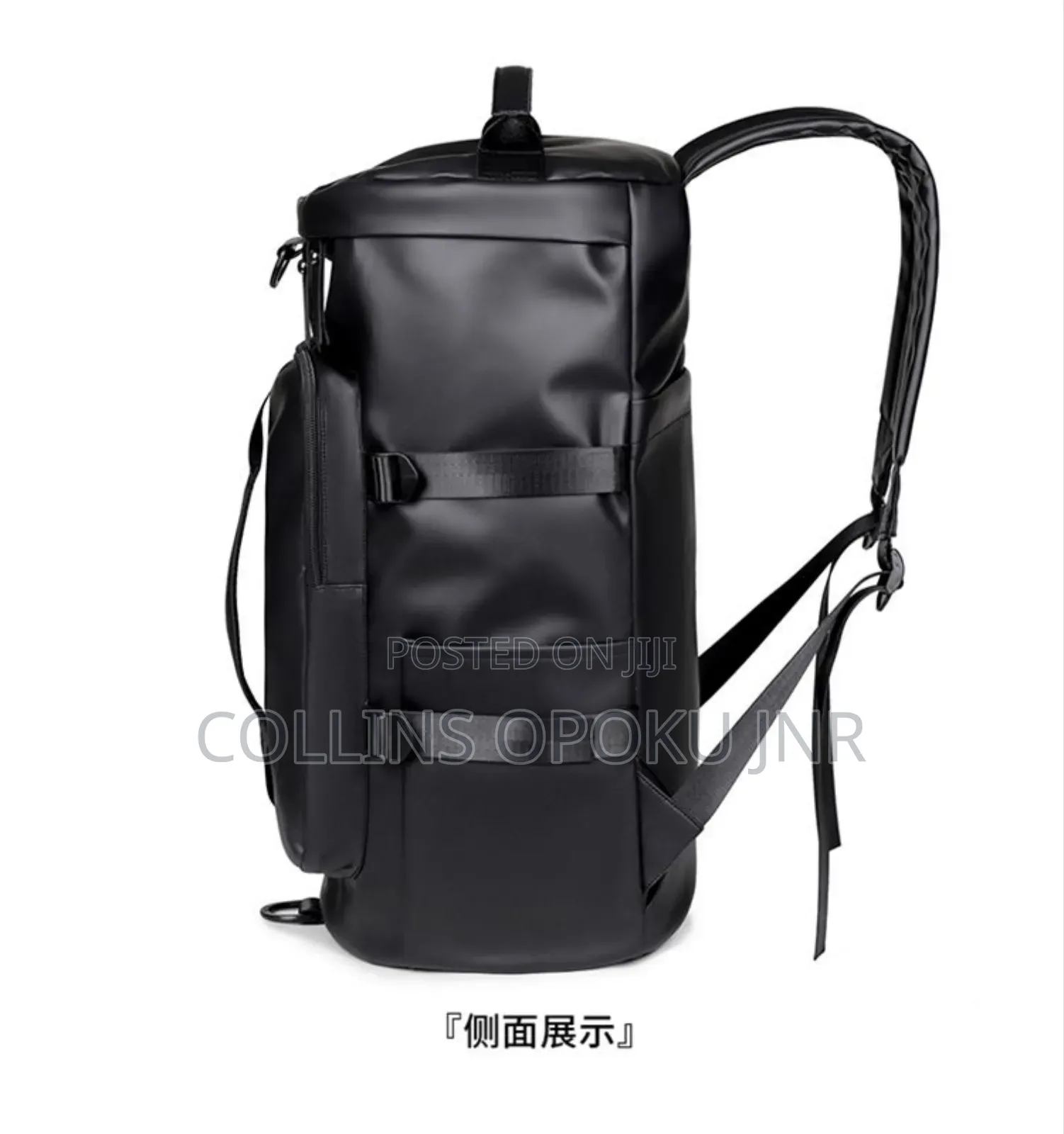 Multi-Purpose Leather Travel Backpack With Shoe Compartment - Black