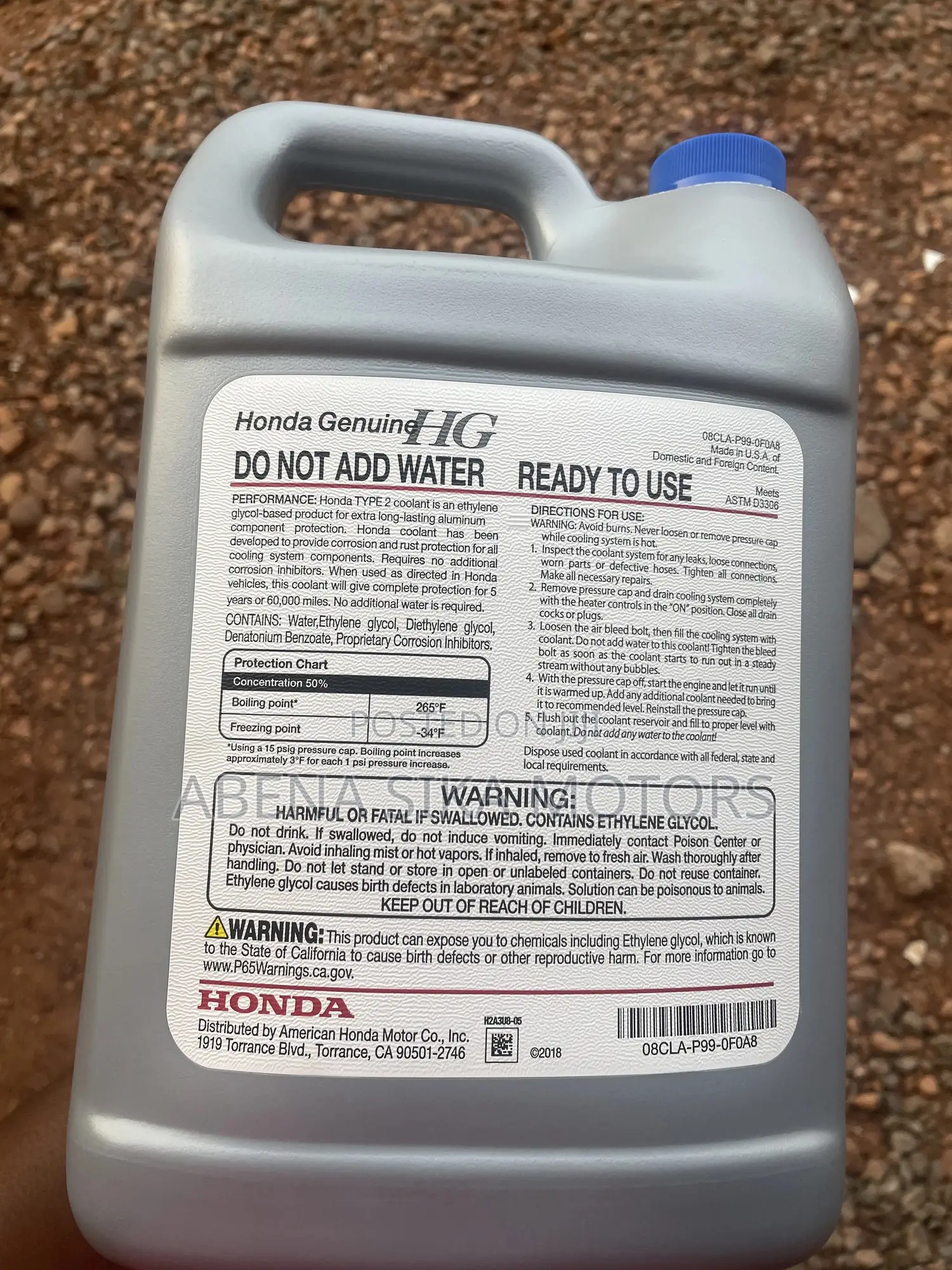 Honda Genuine Extended Life Antifreeze Coolant Type 2