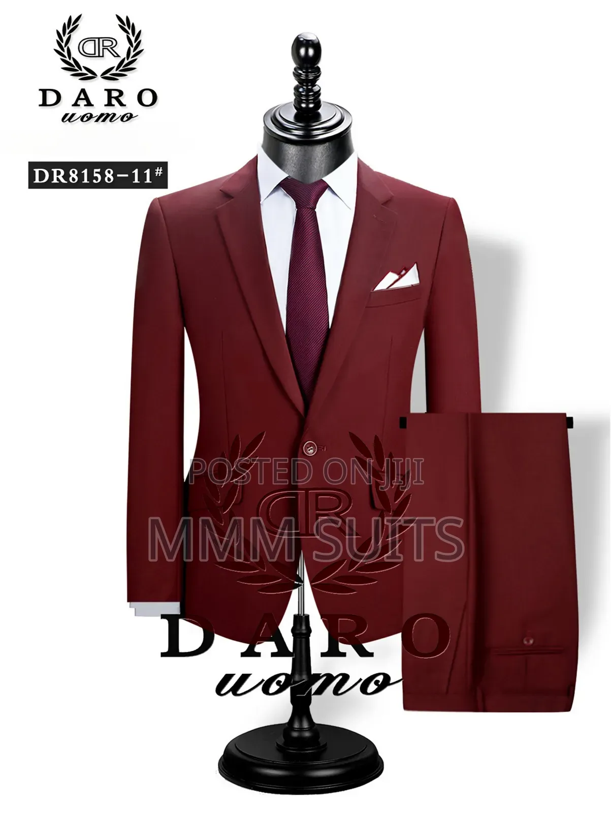 Official Wine or Burgundy 2-Piece Classic Men Suit in All Sizes
