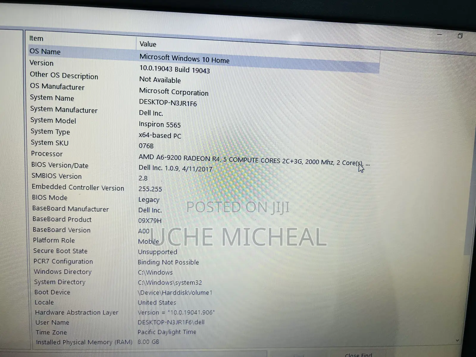 Laptop Dell Inspiron 15 8GB AMD A6 HDD 1T