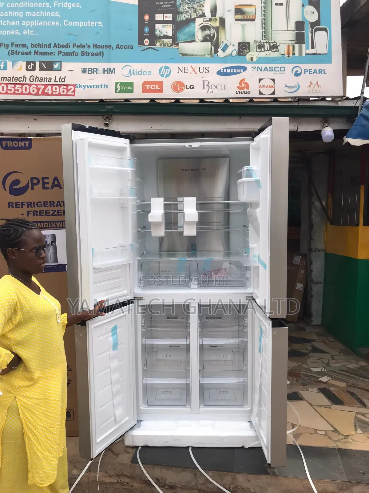 Large Capacity Pearl 482litre French Door Refrigerator With Dispenser
