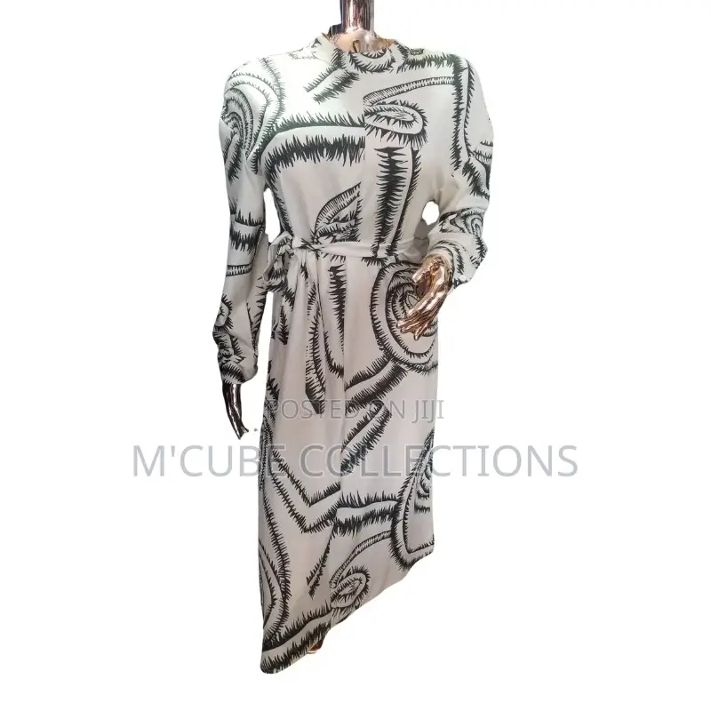 Abstract Print Belted Maxi Dress