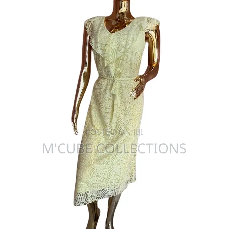 Cream Lace Ruffle Dress