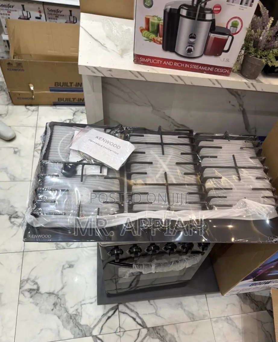Elegant Kenwood 90cm Tempered Glass 4 Gas + 1 Electric Hob 