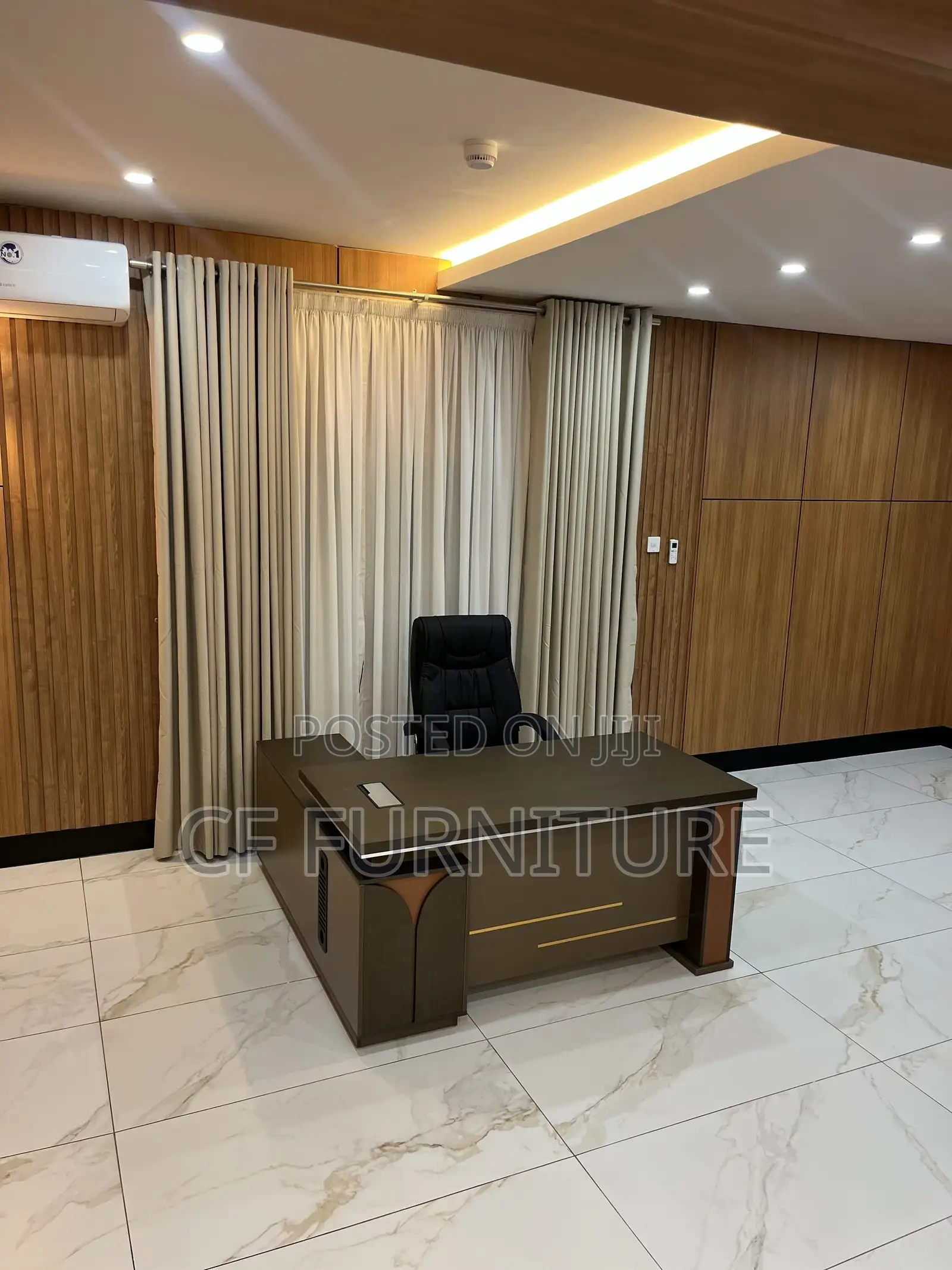 L-Shaped Executive Office Desk and Chair