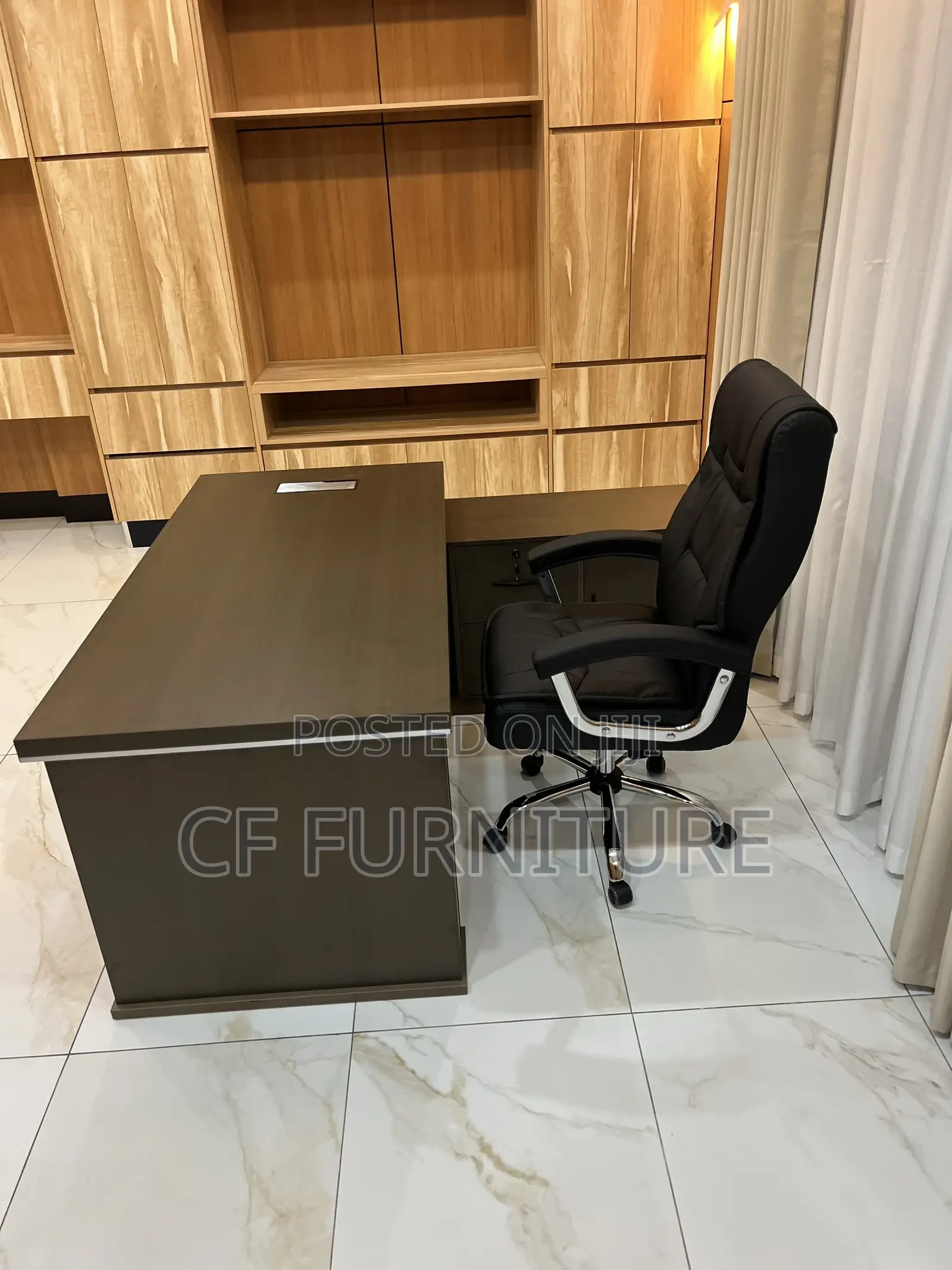 L-Shaped Executive Office Desk and Chair