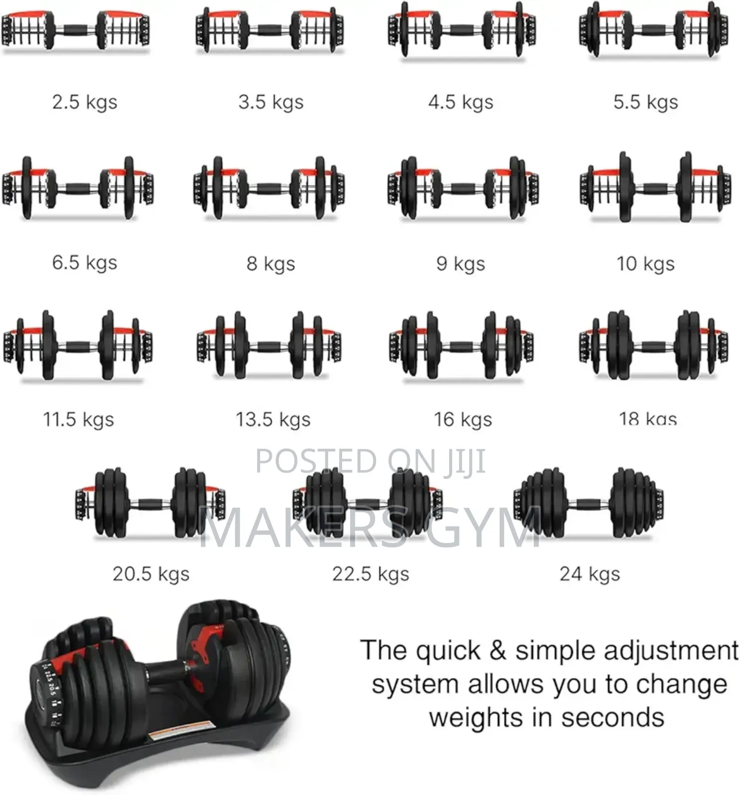Dumbbells (24kg ) Adjustable