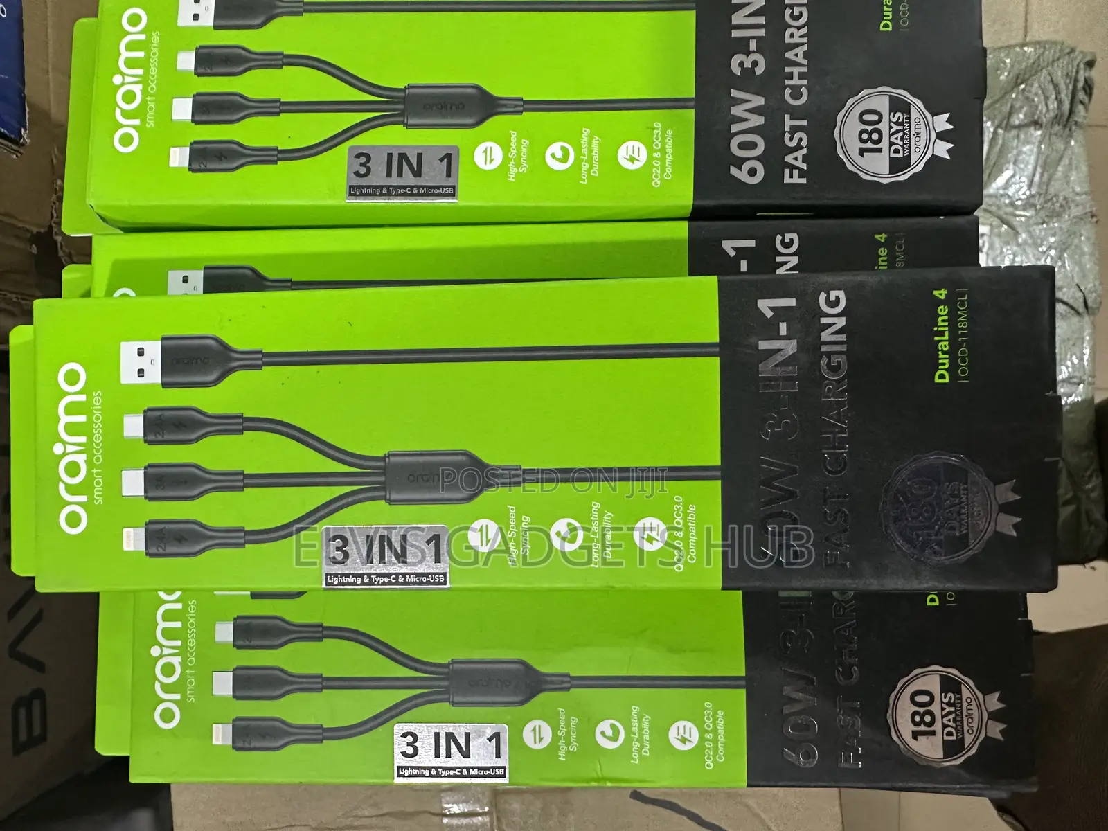 Oraimo 60w 3-in-1 Fast Charging Cable