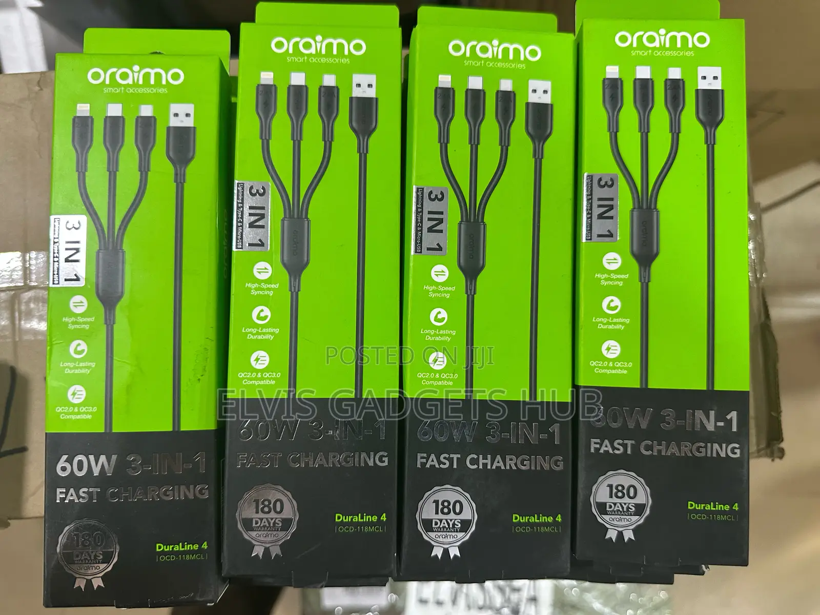 Oraimo 60w 3-in-1 Fast Charging Cable