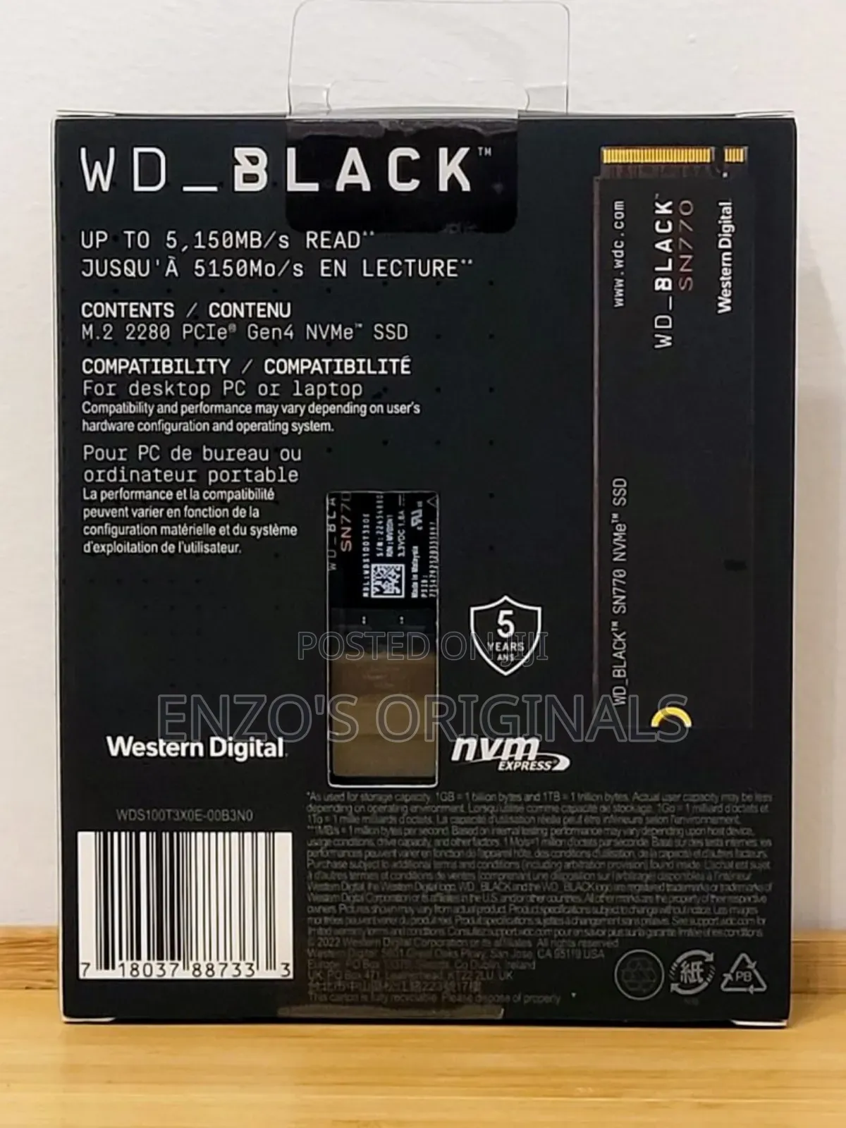 1tb Nvme Gen 4 Sn770 Western Digital Black Edition New Sealed 5150mbps