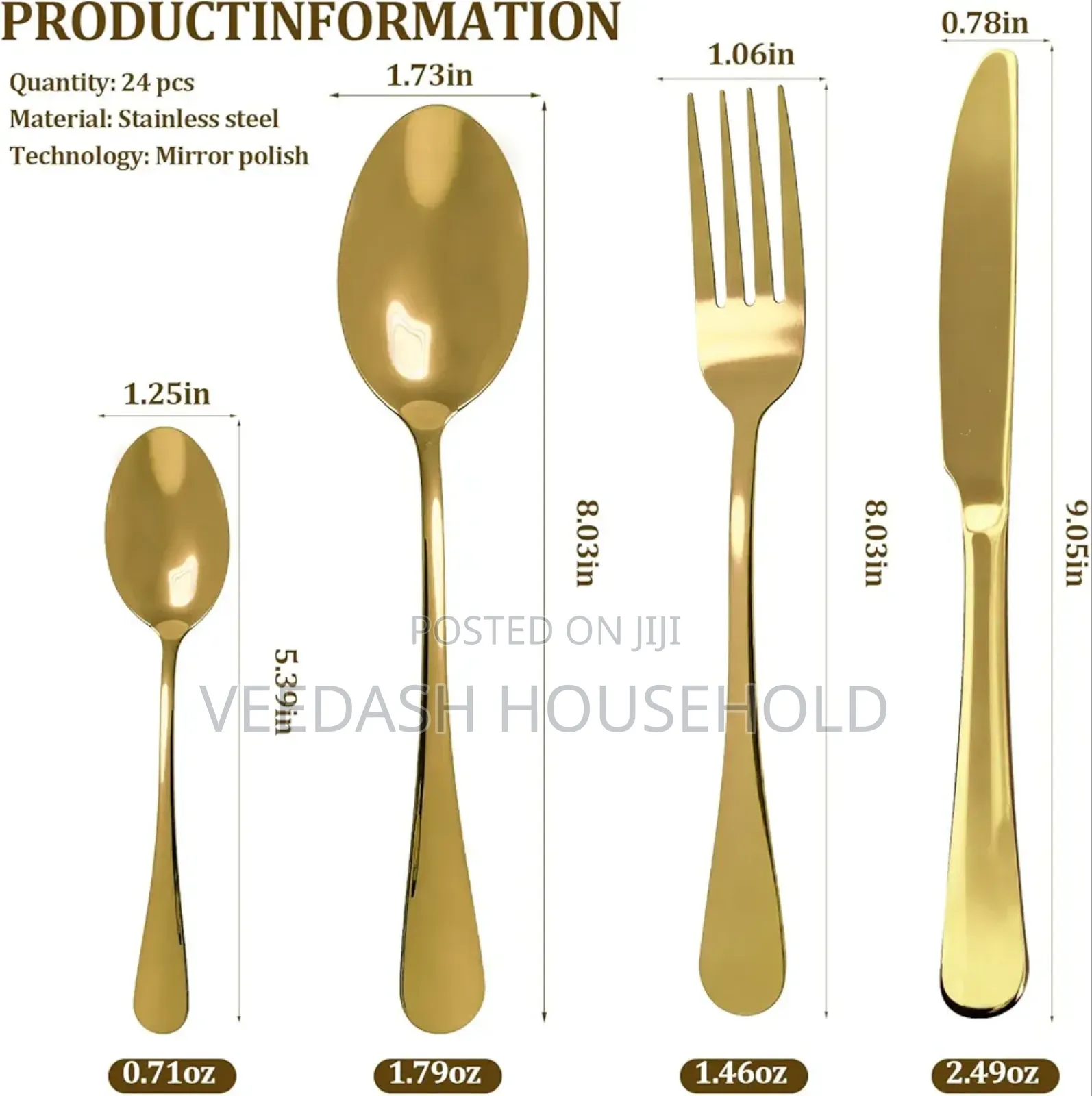 Gold 24 PCS Cutlery Gift Set