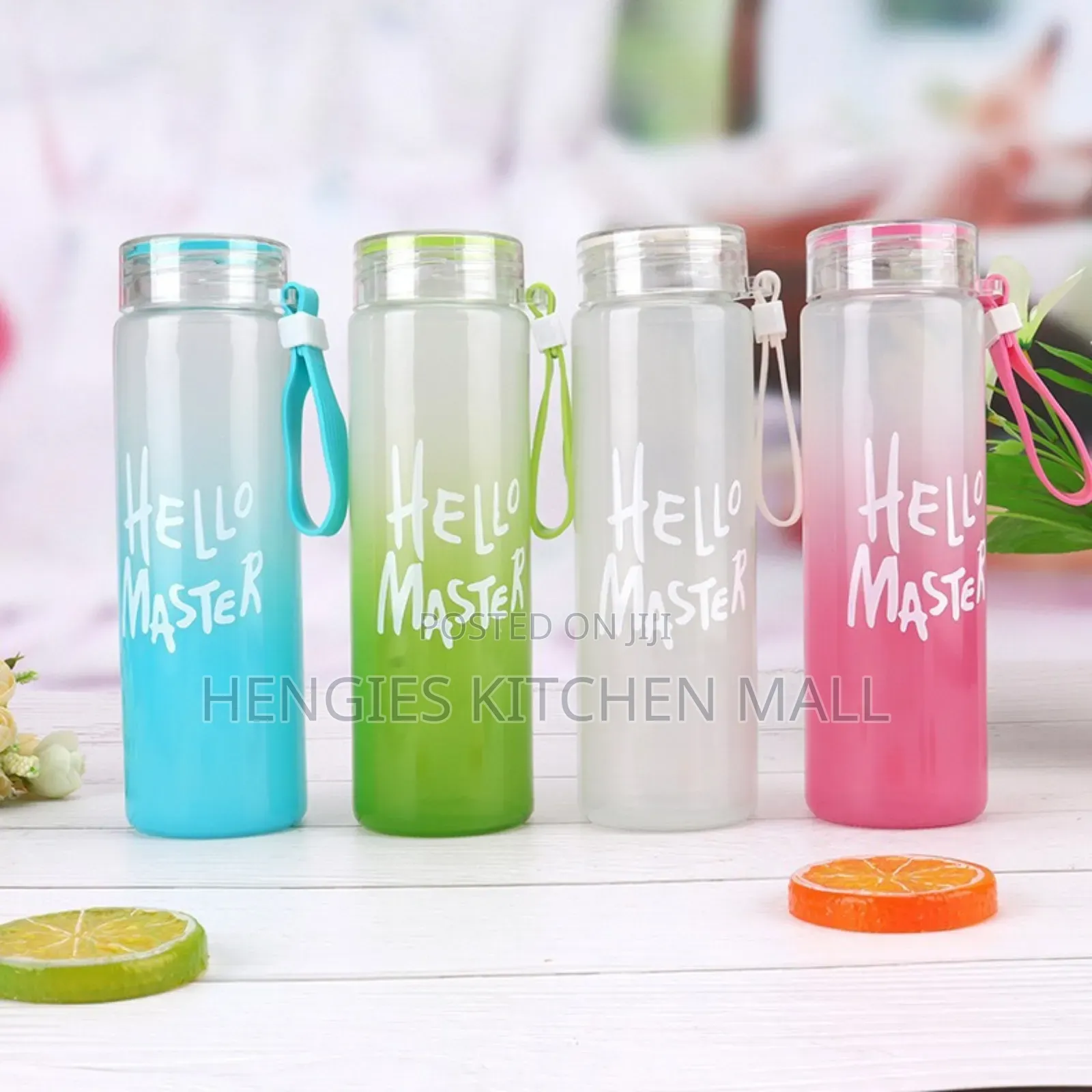 Colourful Glass Water Bottle 400ml