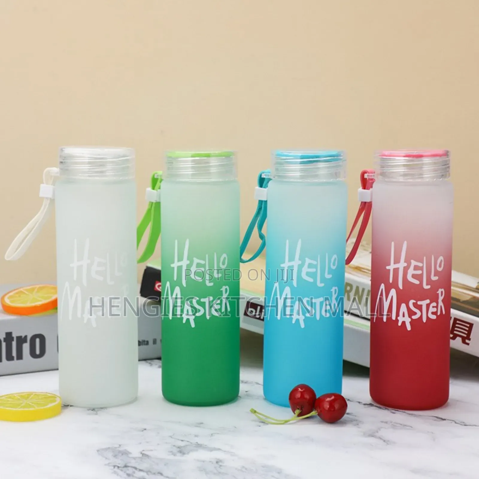 Colourful Glass Water Bottle 400ml