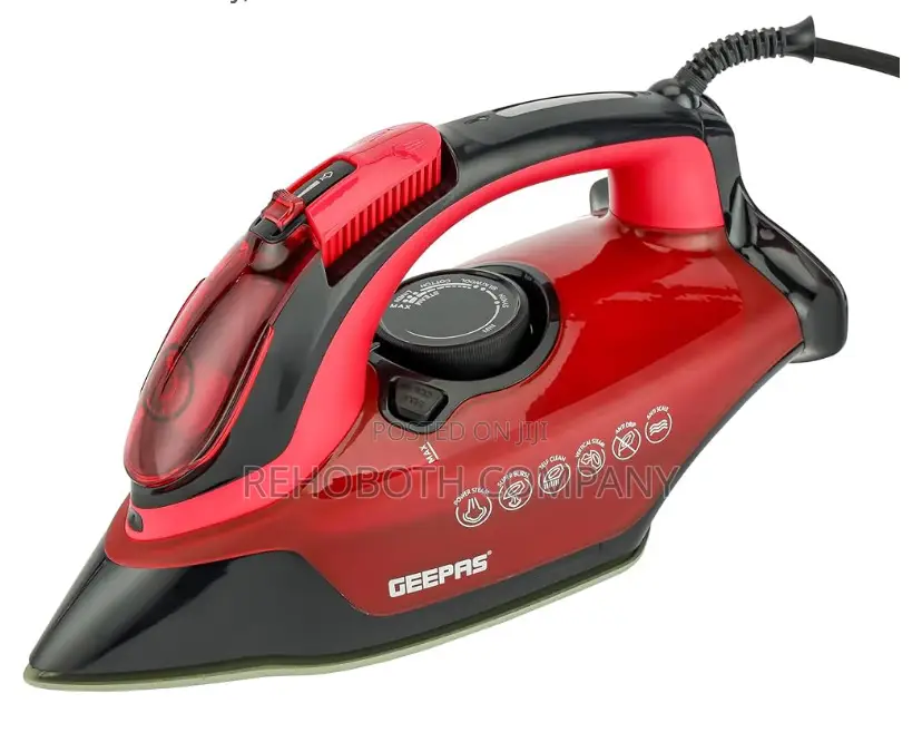 Geepas ' 3100w Ceramic Steam Iron, 350 Ml Capacity , Red And Blac