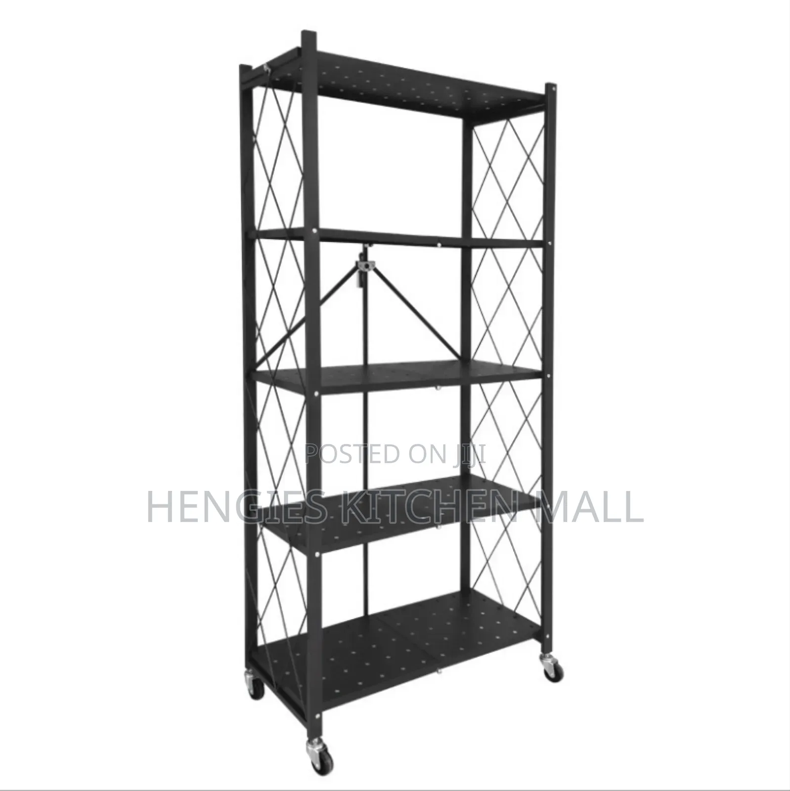 5 Tier Metallic Foldable Kitchen Trolley