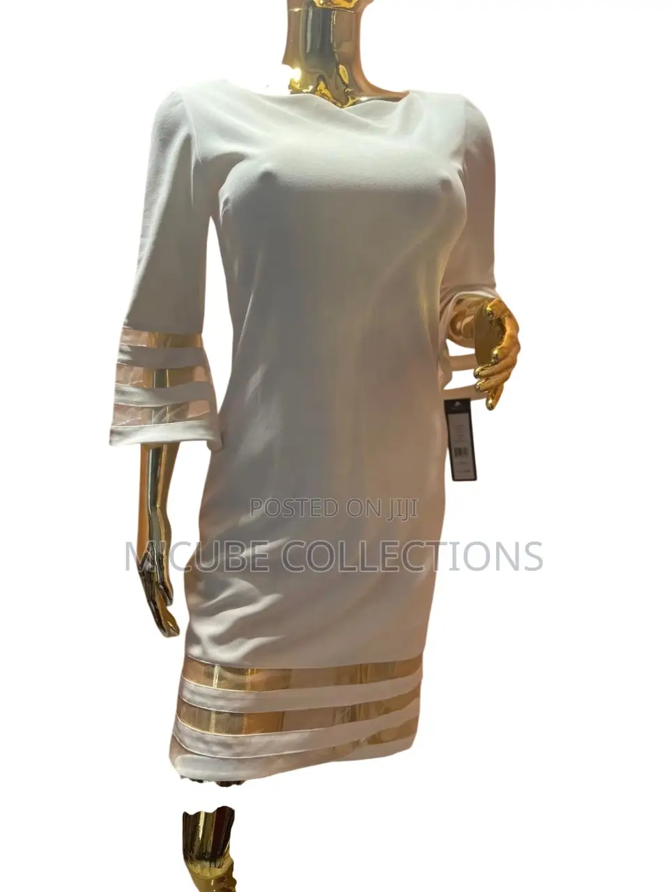 Ivory Cutout-Sleeve Sheath Dress