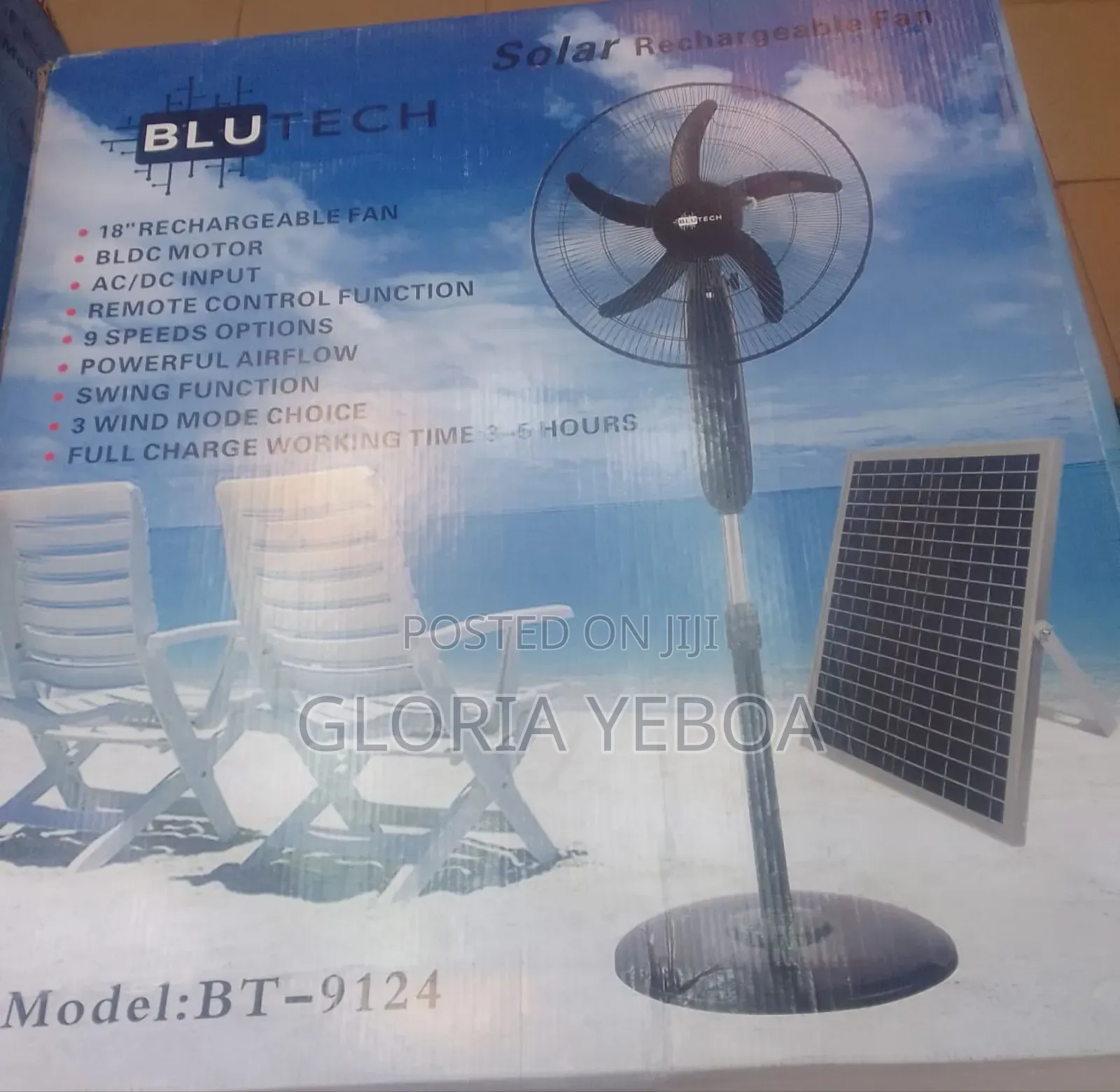 18" Rechargeable Solar Fan