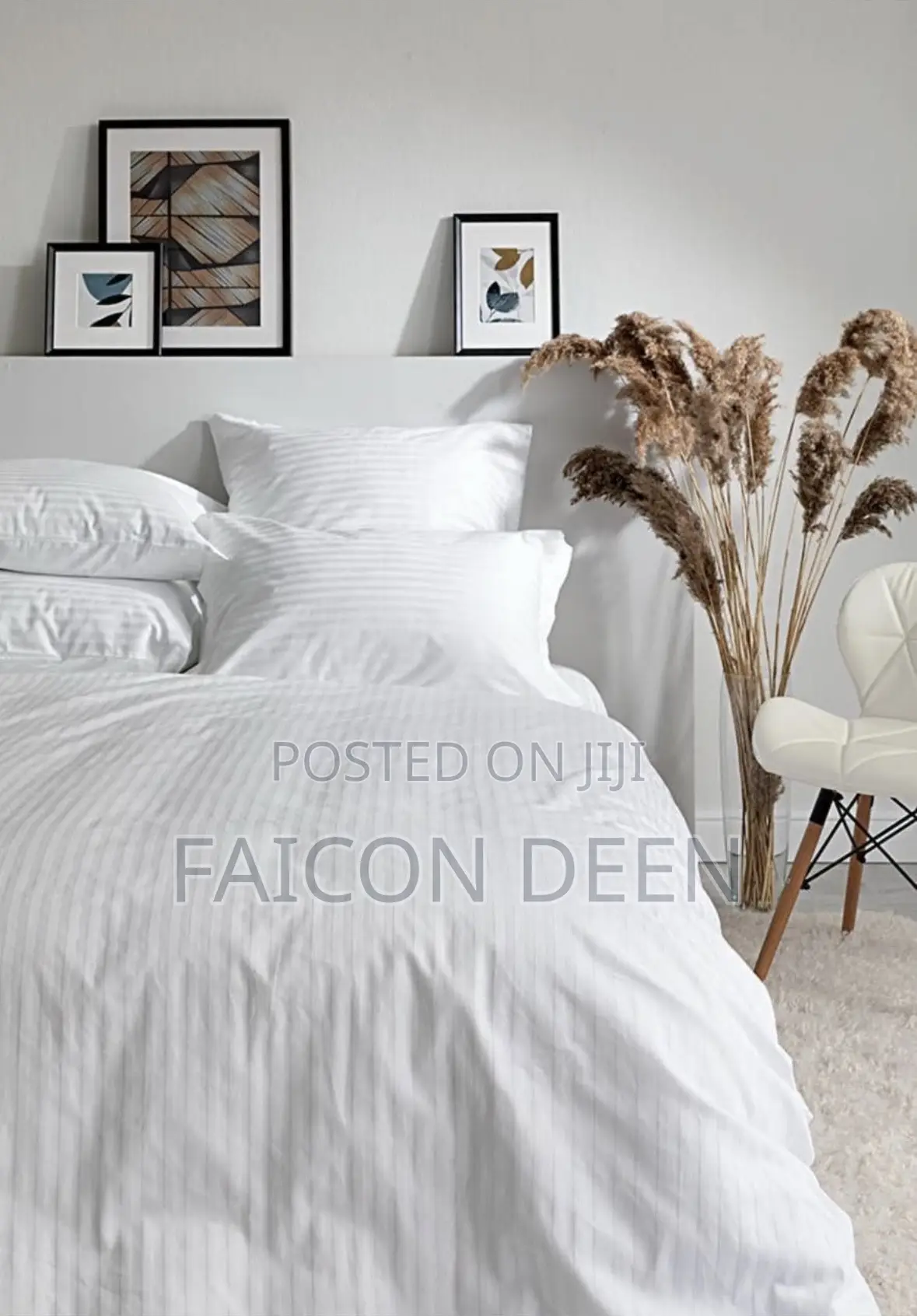 Simple, Soft Stylish White Stripped Duvet Cover Only