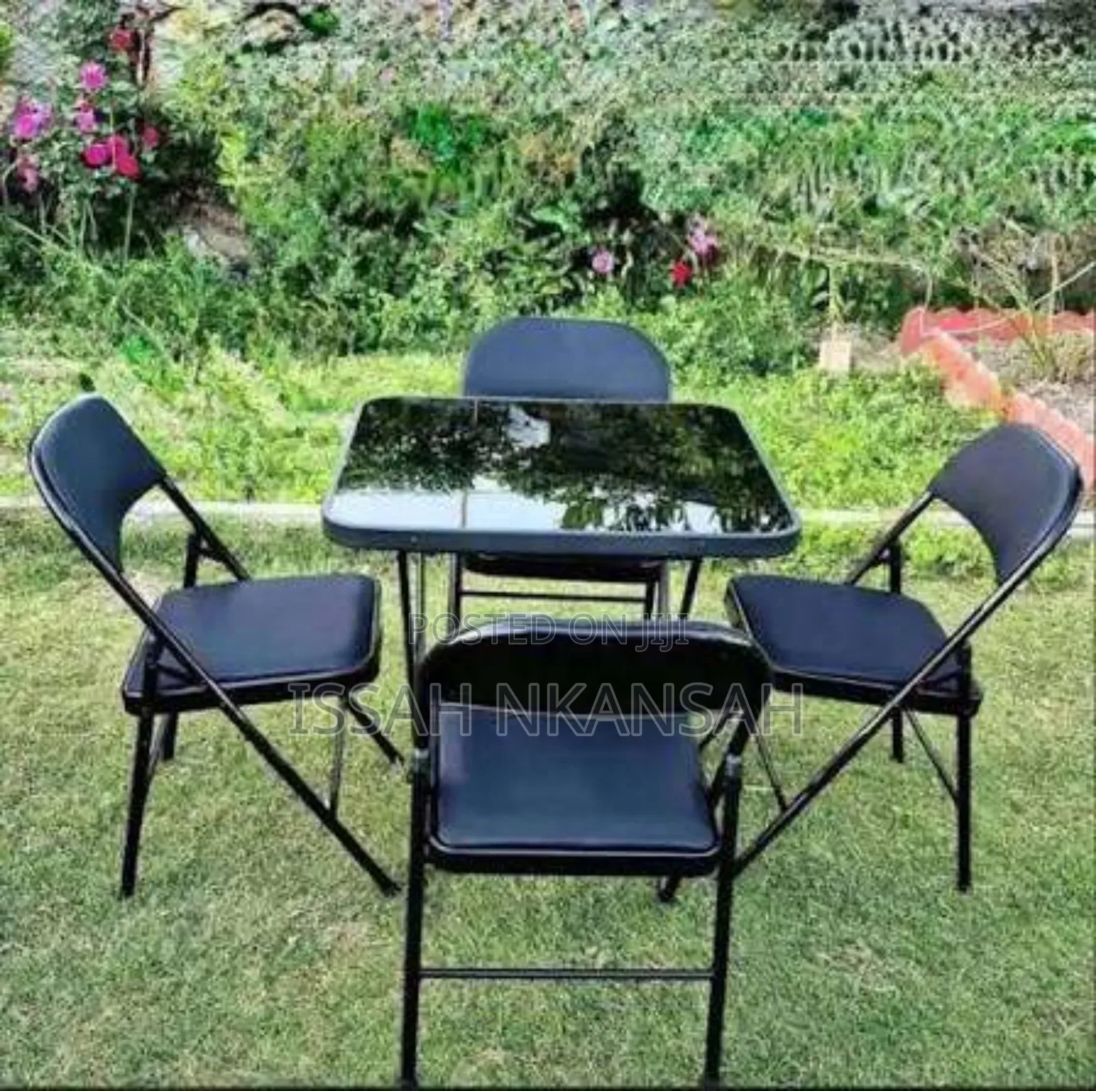 Foldable Glass Table and 4 Chairs