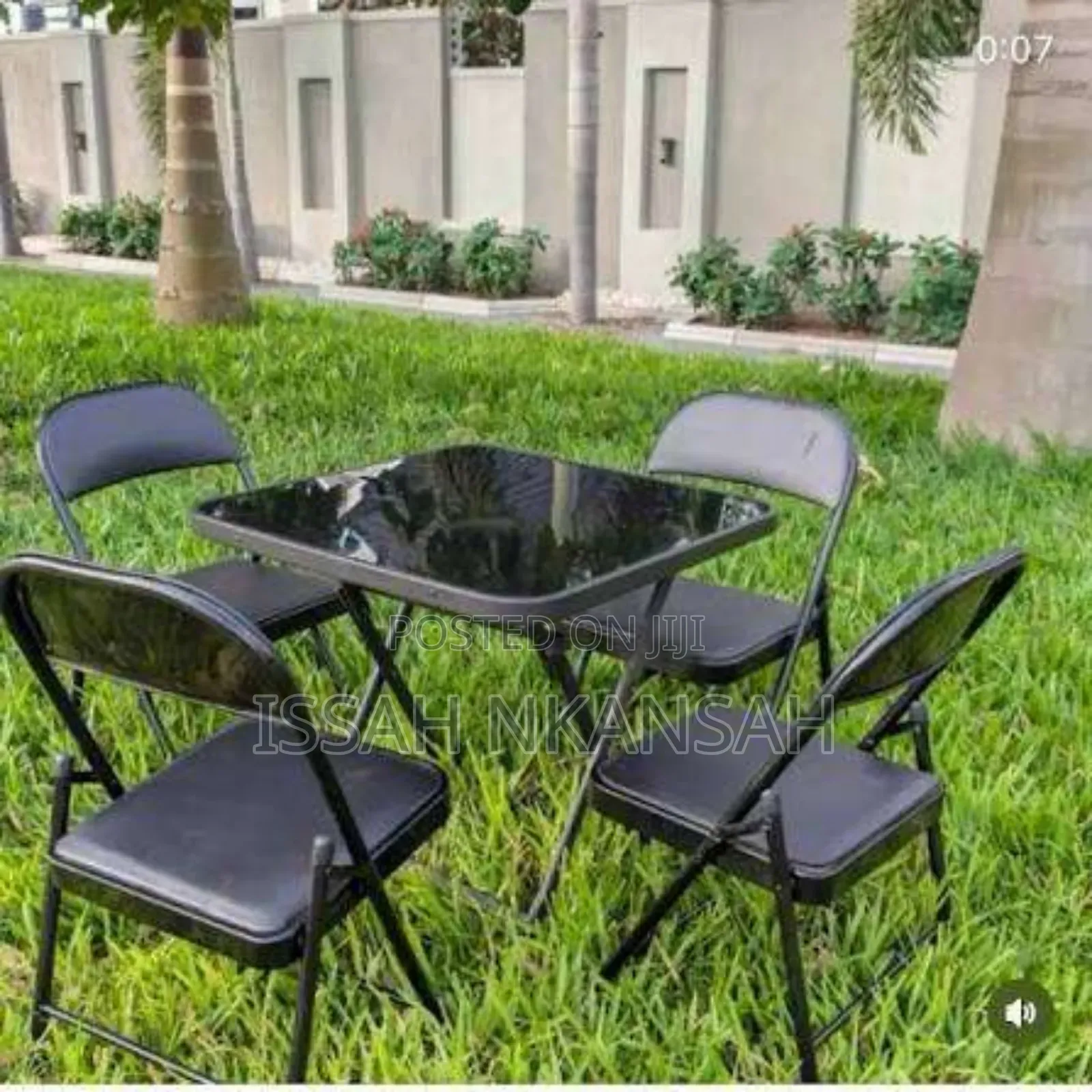 Foldable Glass Table and 4 Chairs