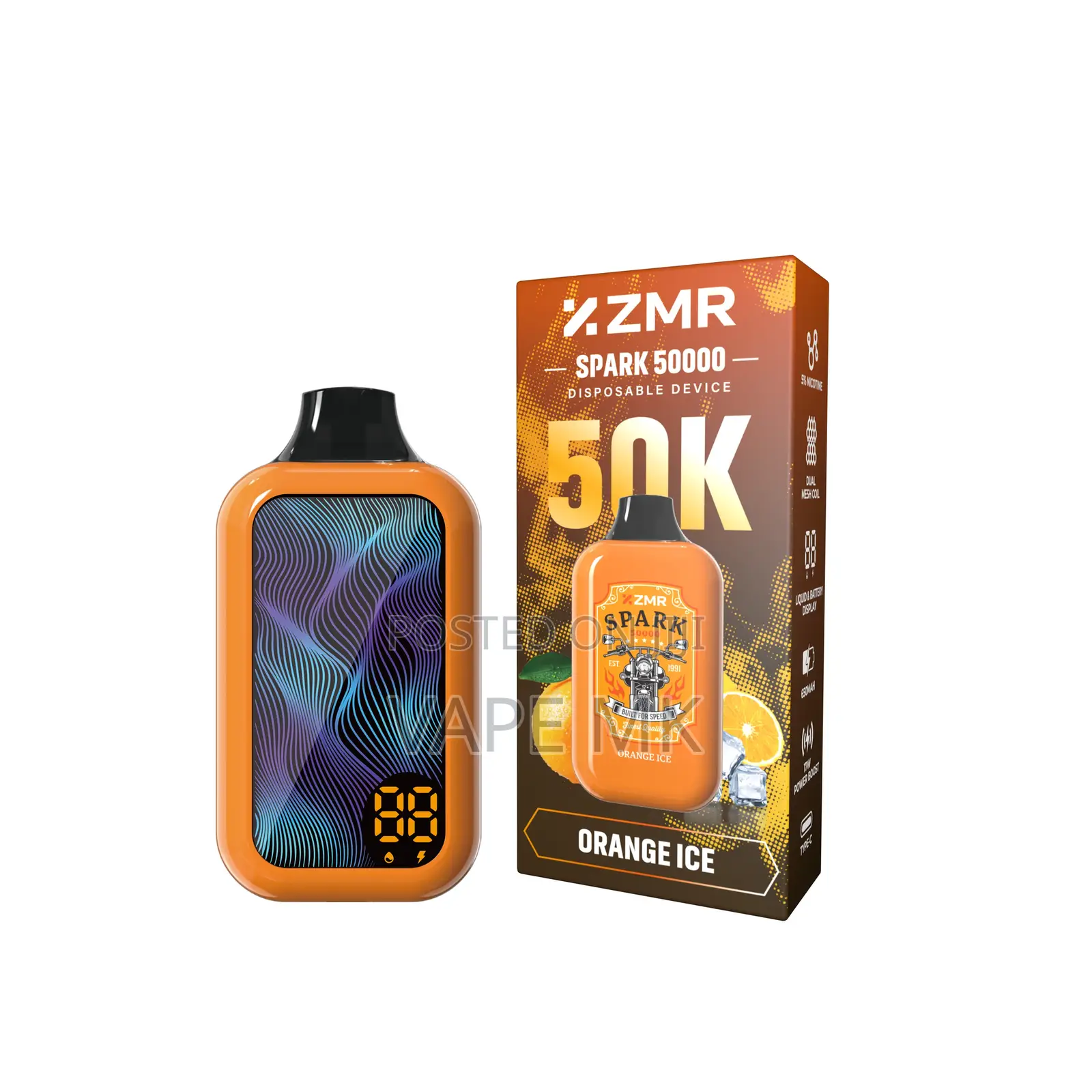 ZMR Spark 50000 Puffs Orange Ice Disposable 25ml 650mah Led Screen