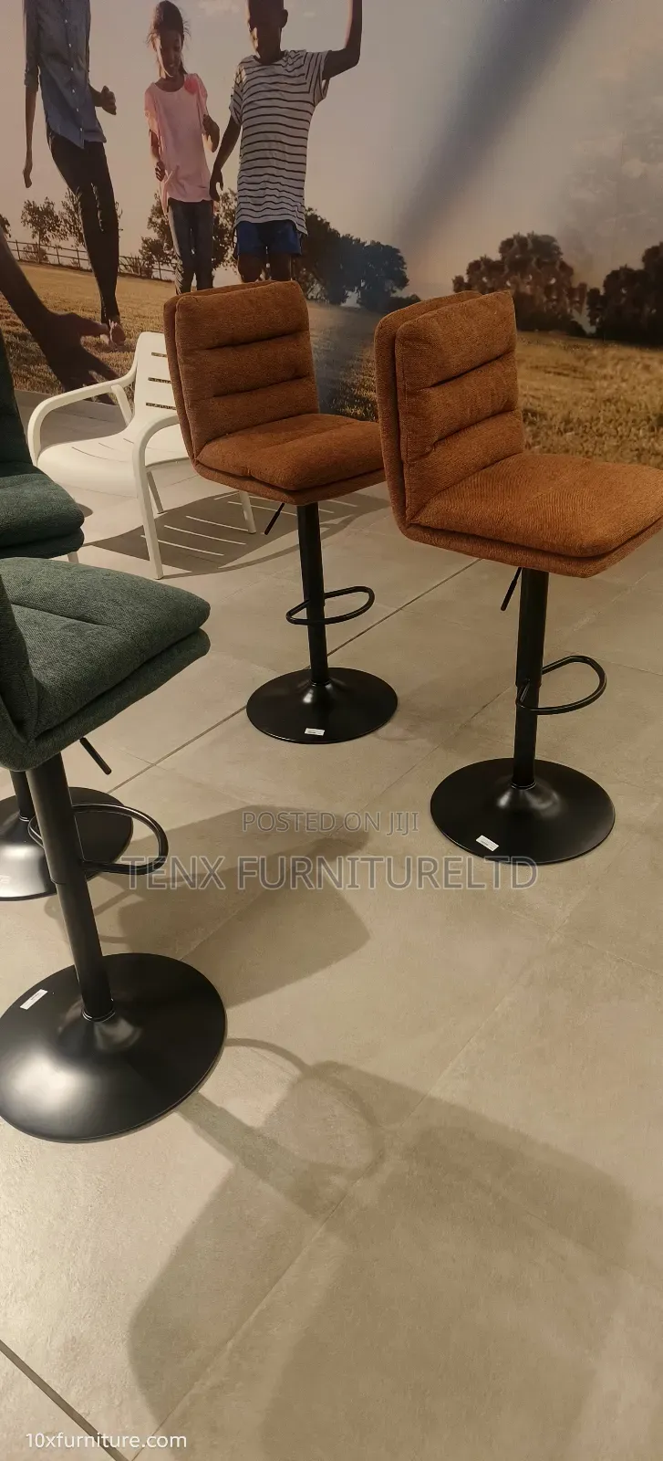 Bar Stool (Orange Seater Black Base)