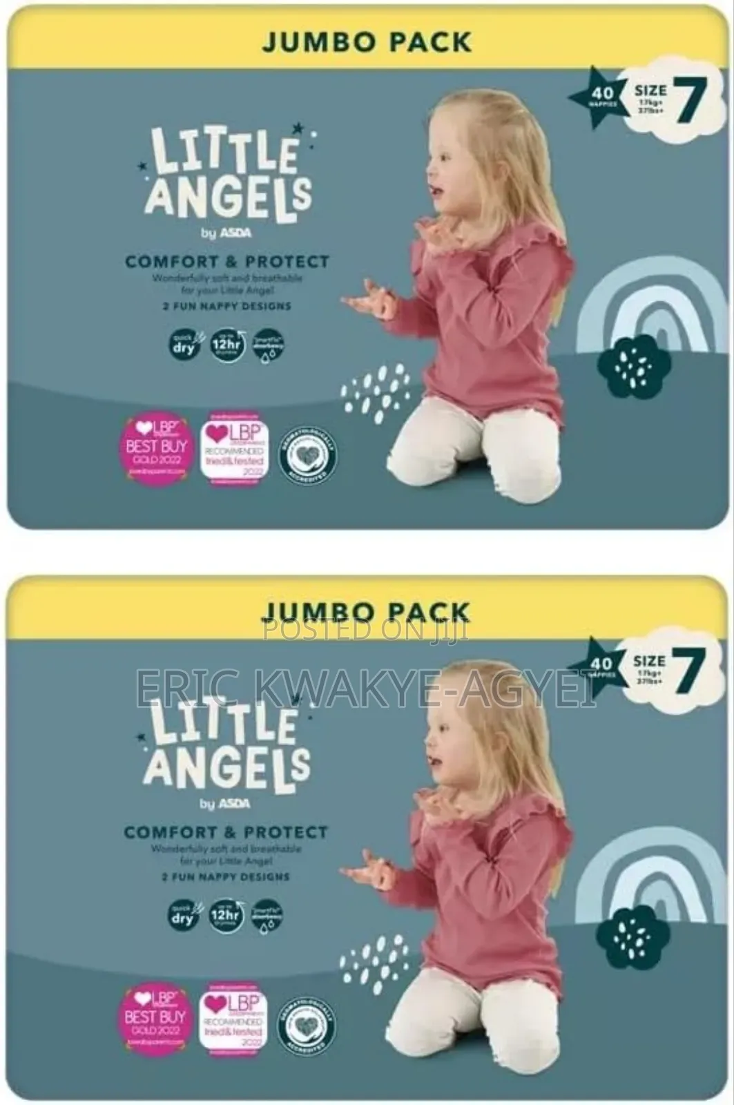 Little Angels Comfort Protect Size 7 17kg+ Jumbo Pack 40