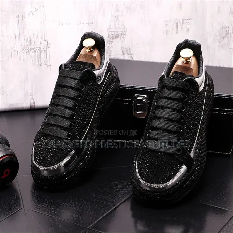 Rhinestone Luxury Platform Sneakers Black/Silver