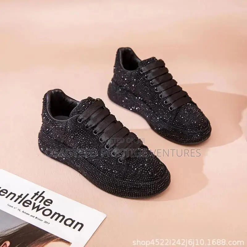 Rhinestone Luxury Platform Sneakers Black