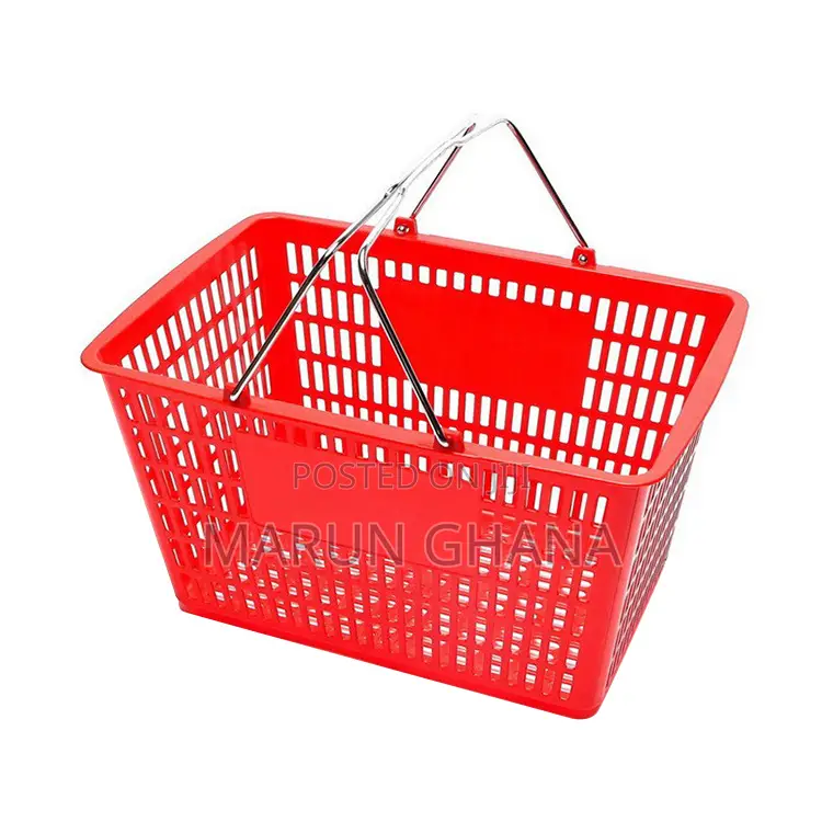 Supermarket Plastic Shopping Basket With Metal Handles Plastic 28 L
