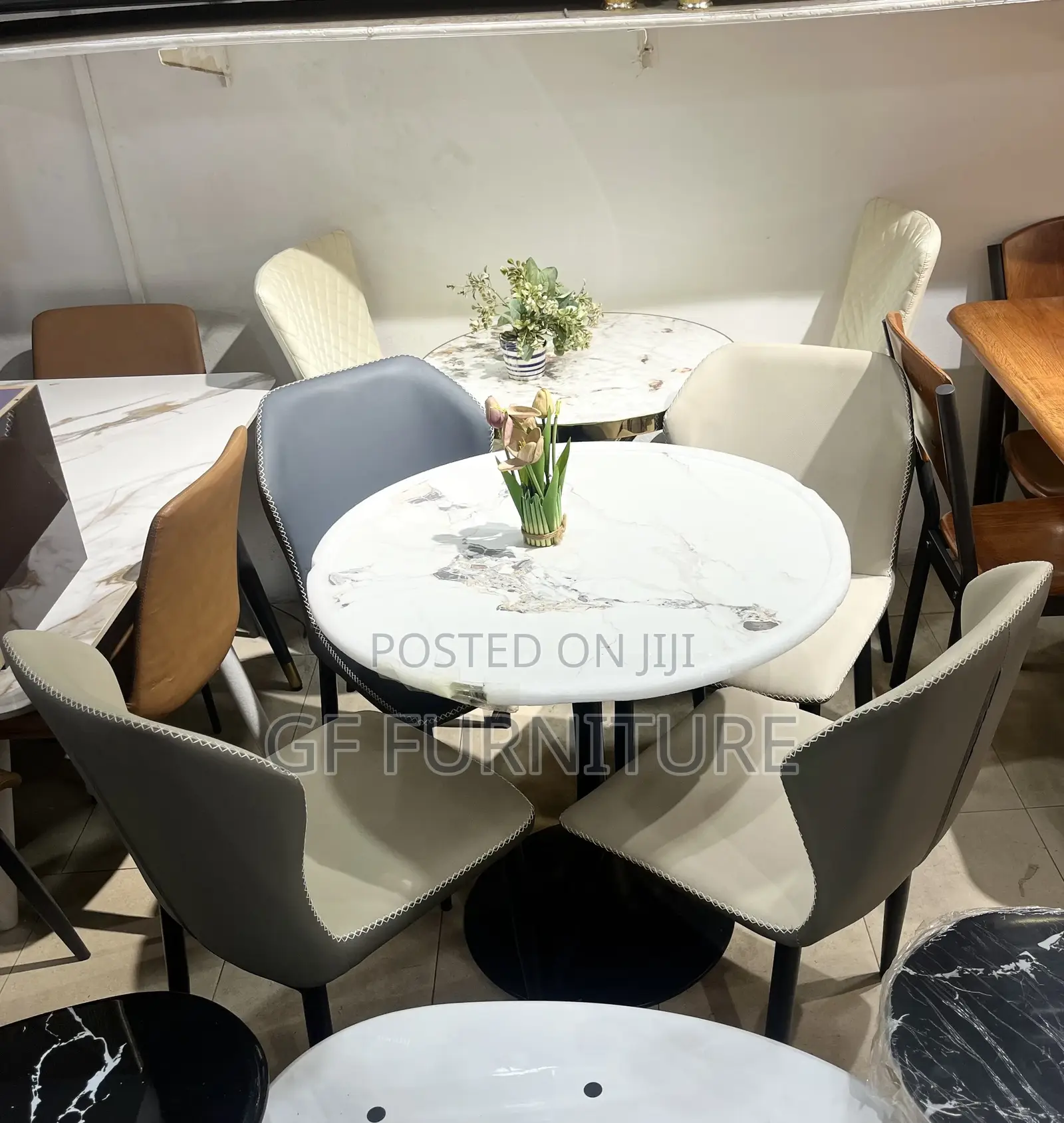 Modern Marble-Patterned Round Dining Set