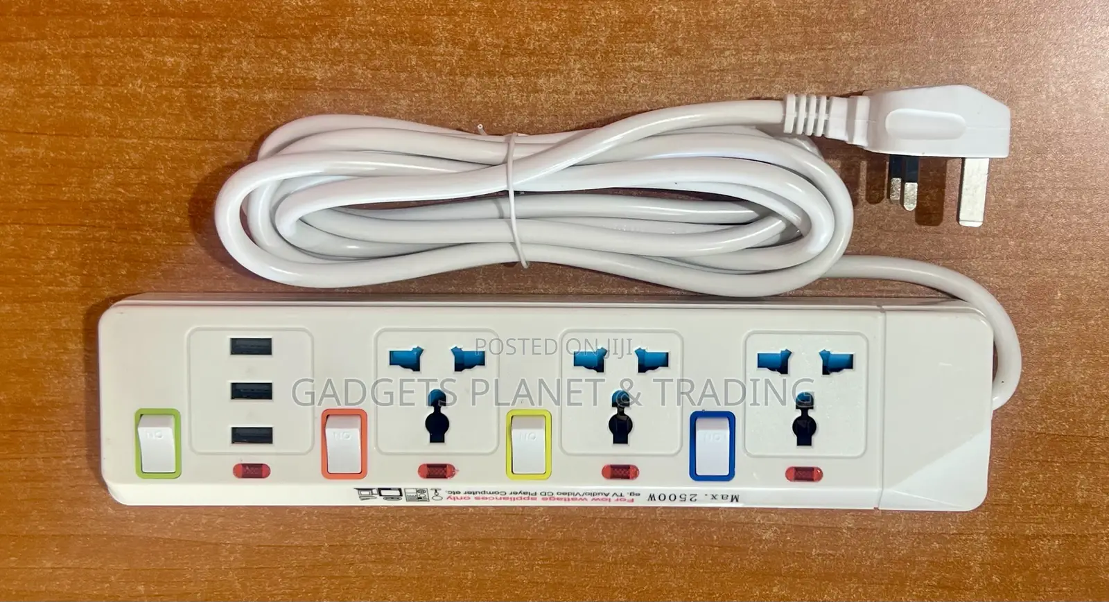 Mombasa Professional 4 Ports Extension Board With 3 Usb Ports - 2500w