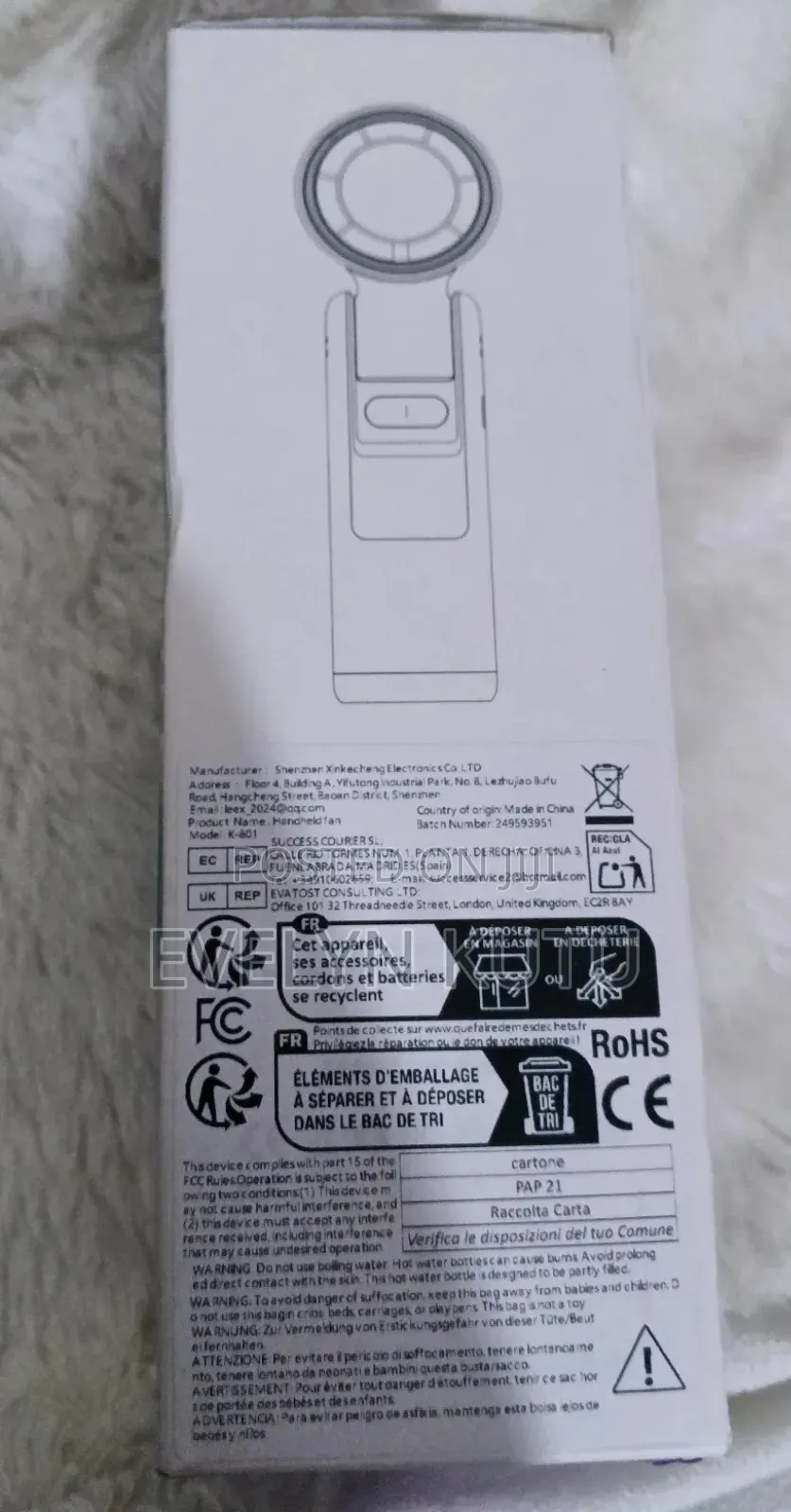Handheld Ice Rechargeable Portable Fan