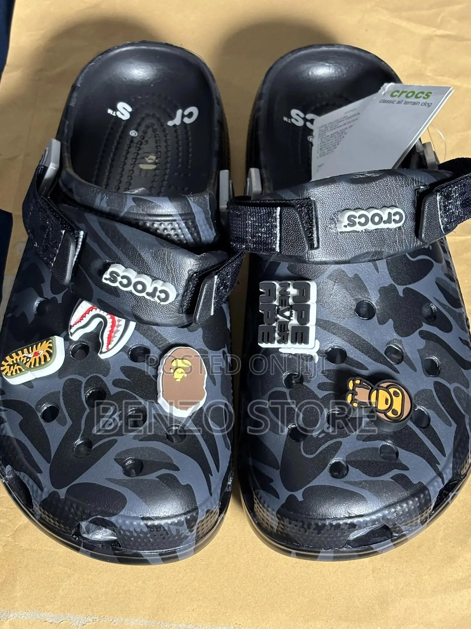 Premium Pattern Crocs Clogs Non Slip Design Size 40-45 Black Color