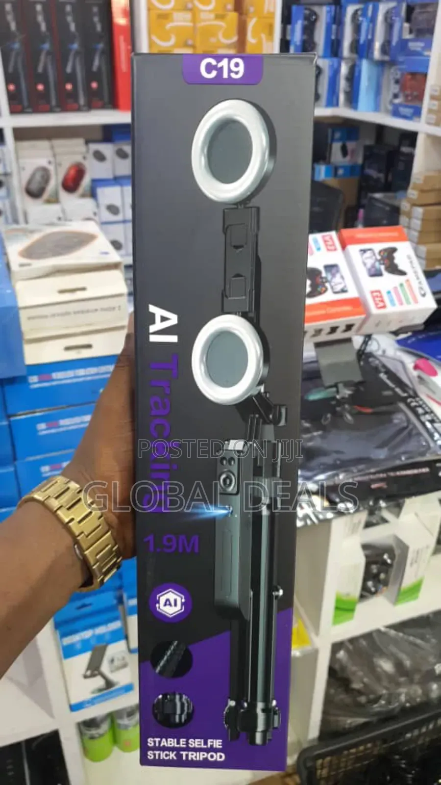 Ai Face Tracking Selfie Stick With Tripod Stand and Flashlight