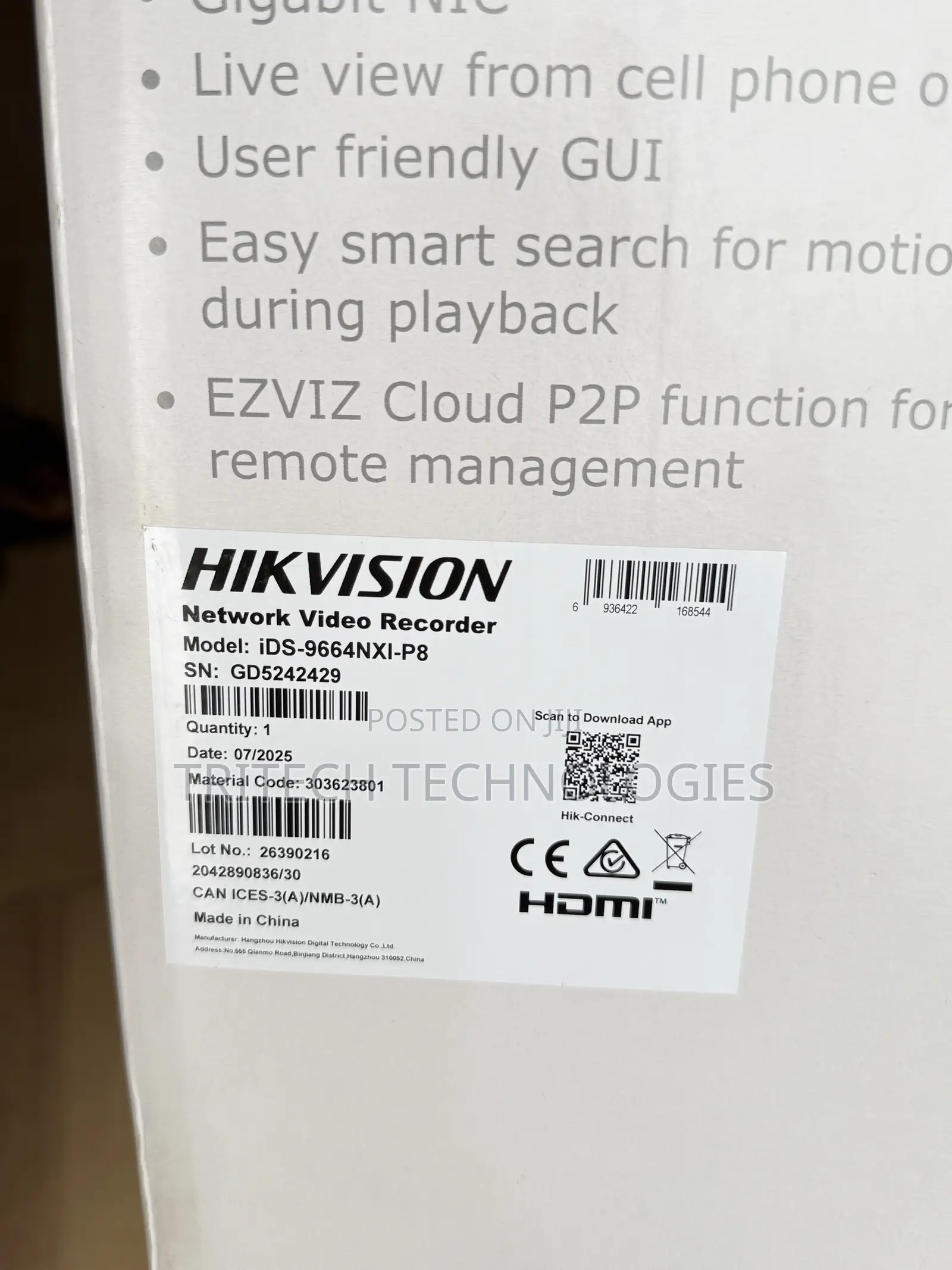 Hikvision Ids-9664nx1-P8 Deepinmind Pro NVR 64ch None Poe