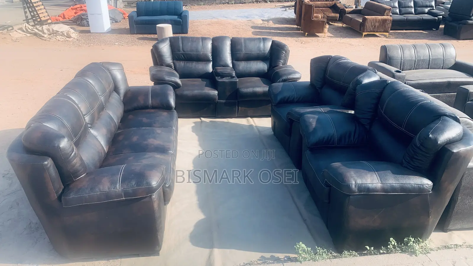Royal Seven Seater Leather Set, With a Storage and Cup Holder