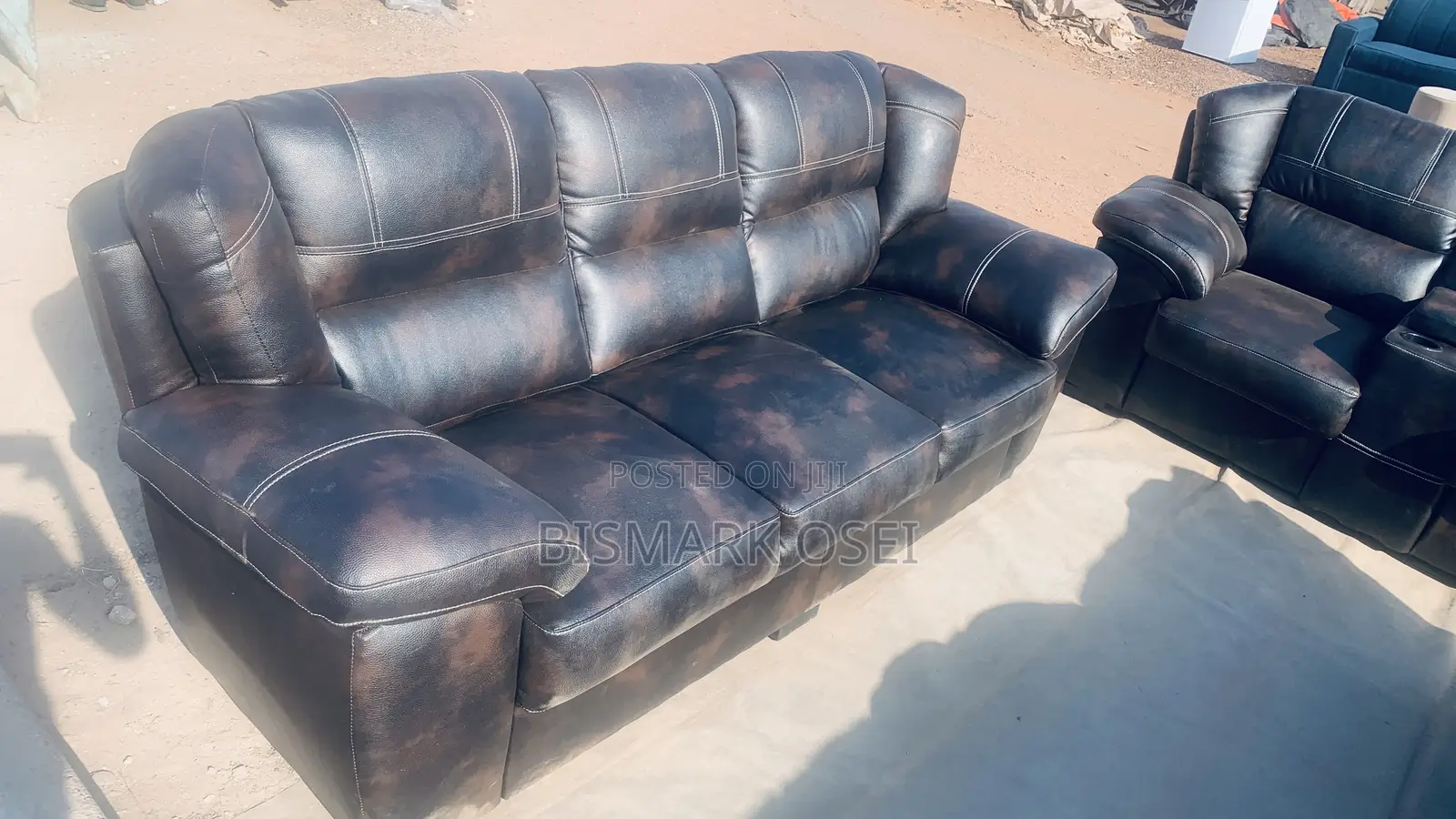 Royal Seven Seater Leather Set, With a Storage and Cup Holder
