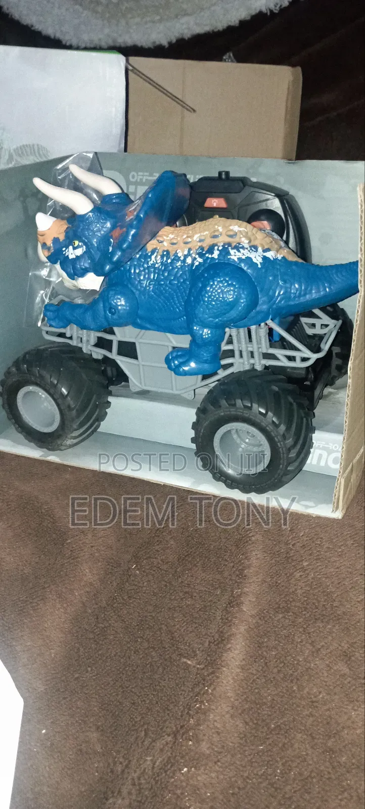 Blue Triceratops Remote Control Dinosaur Stunt Vehicle