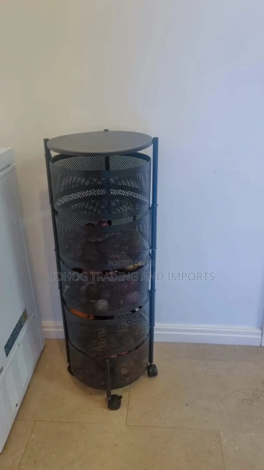 5-tier Rotating Basket Organizer With Top Table