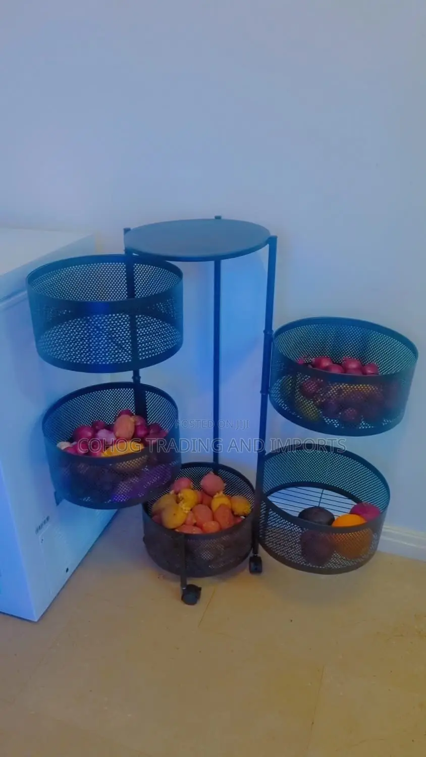 5-tier Rotating Basket Organizer With Top Table