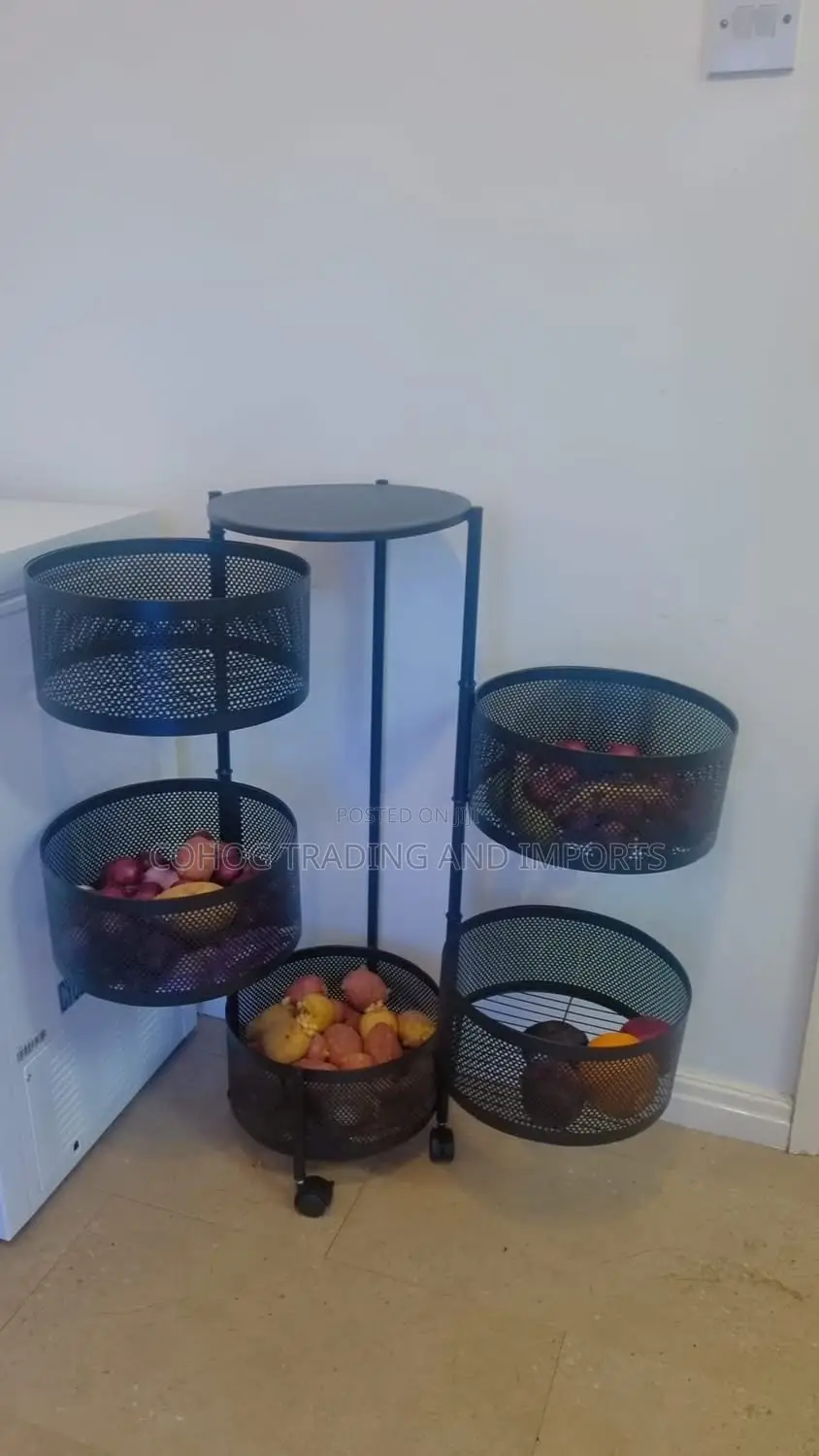 5-tier Rotating Basket Organizer With Top Table