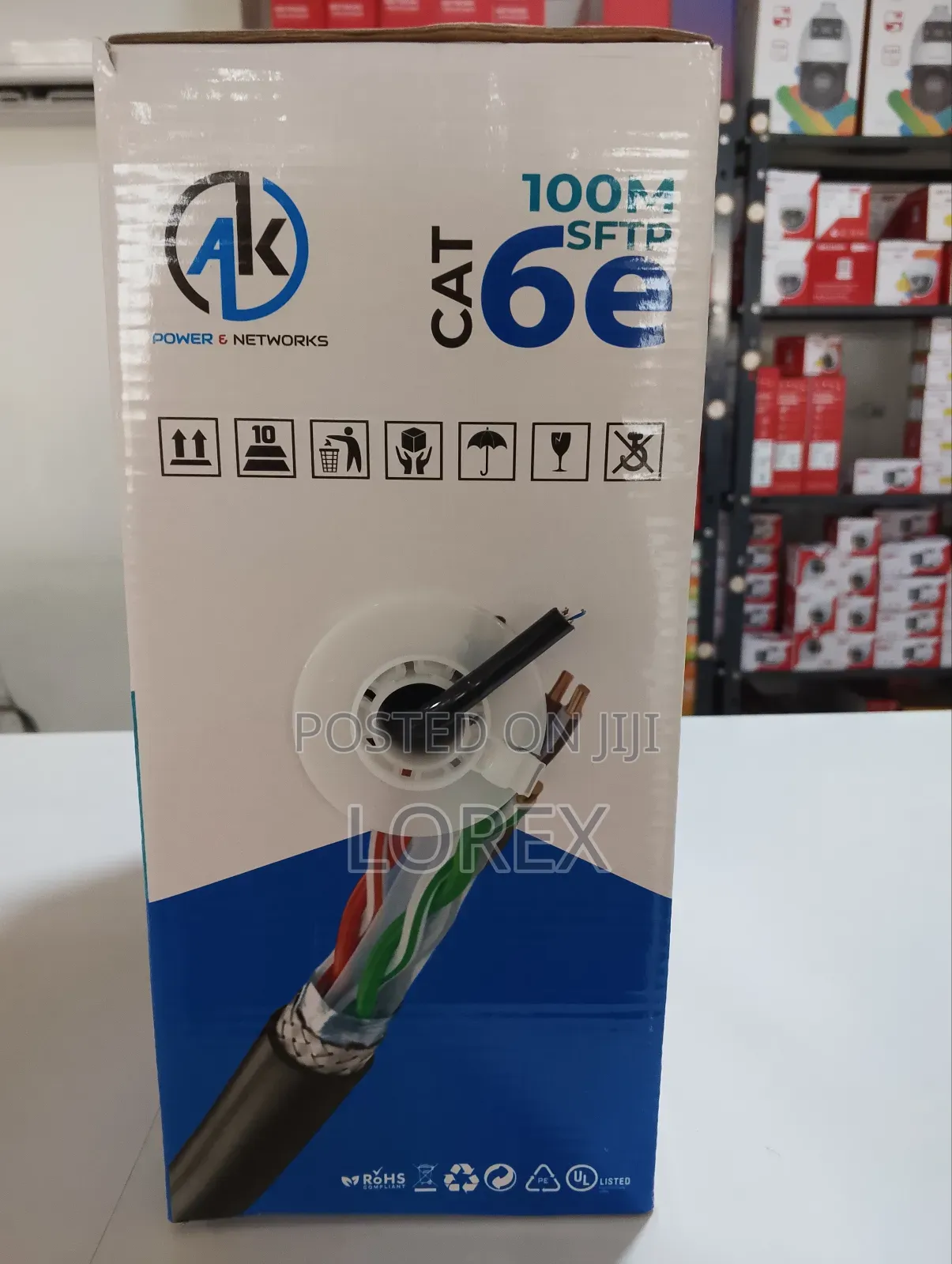 Ak 100m Cat6 Network Cable Outdoor SFTP Double Coated Shielded
