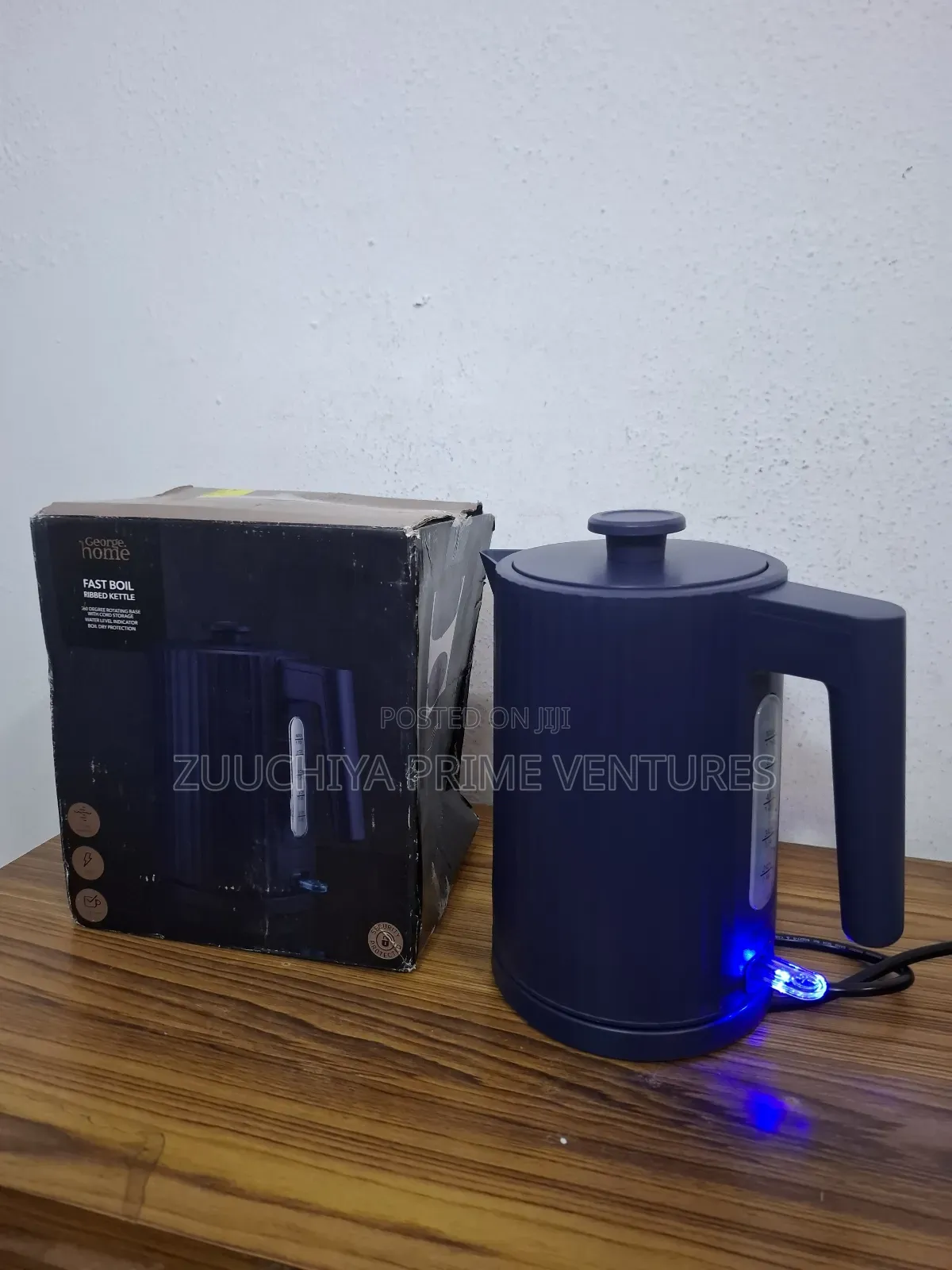 George Home Ribbed Blue Fast Boil Kettle From Uk