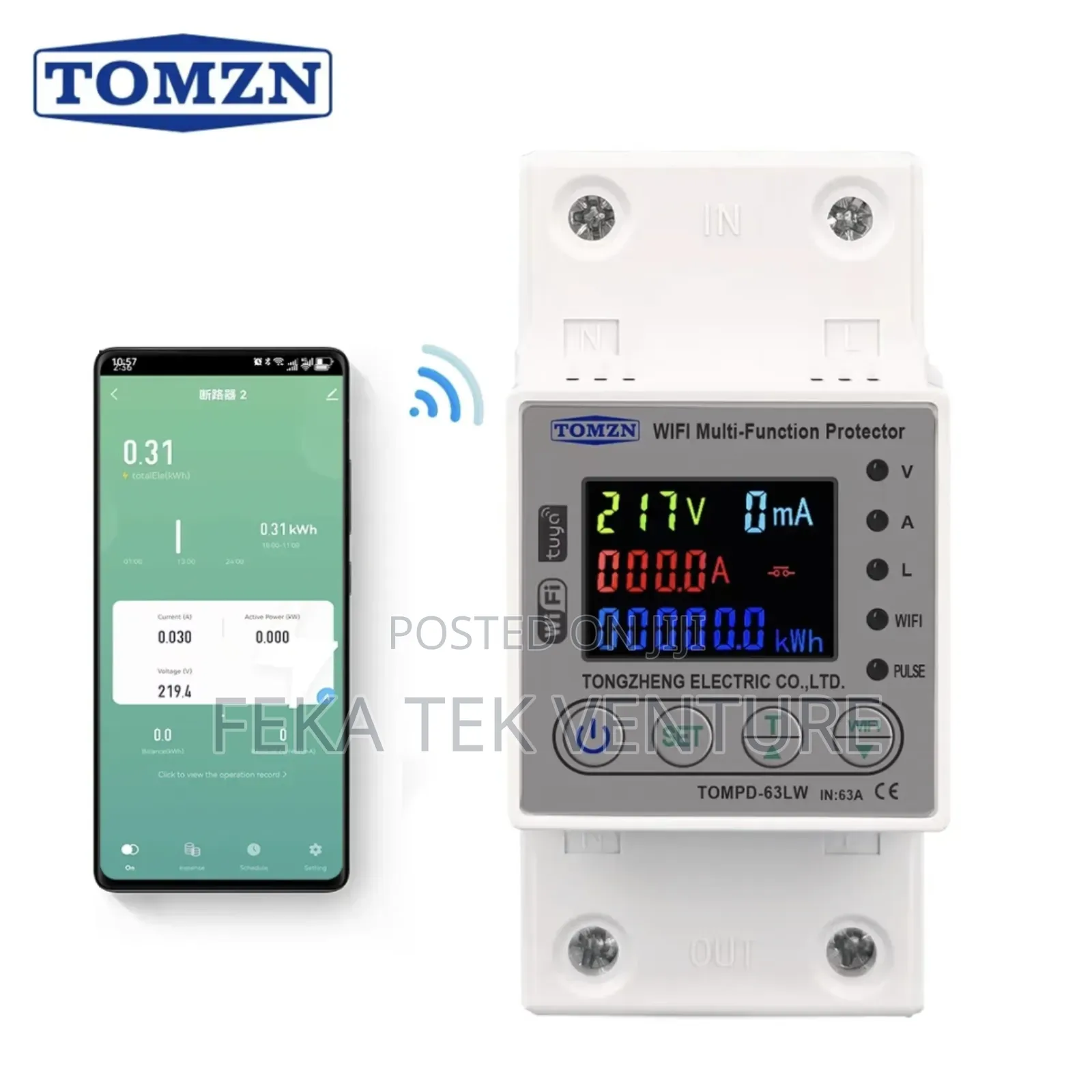 Tuya -2p -Wifi Smart 63a Circuit Breaker With Metering